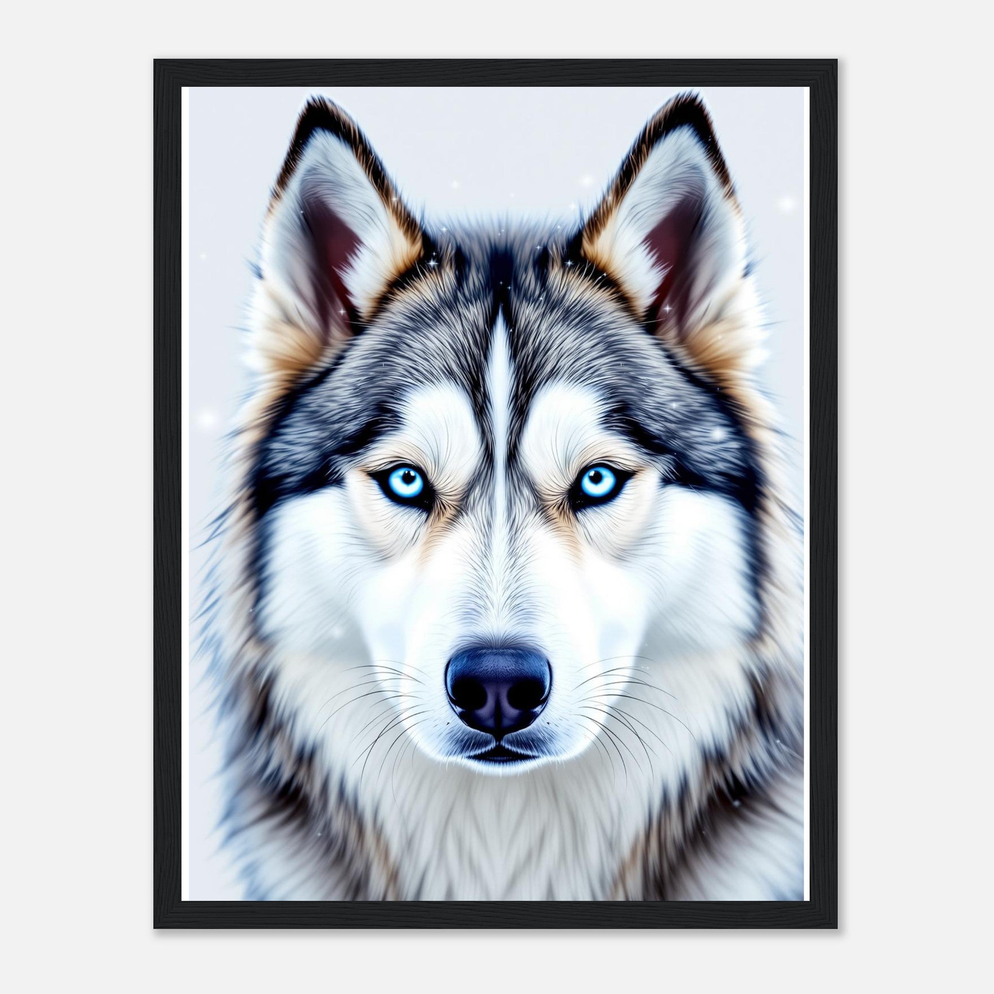 Husky Blue Eyes Wall Art Ready to Hang UK Framed Art Print — detail view | Wild Thread Co