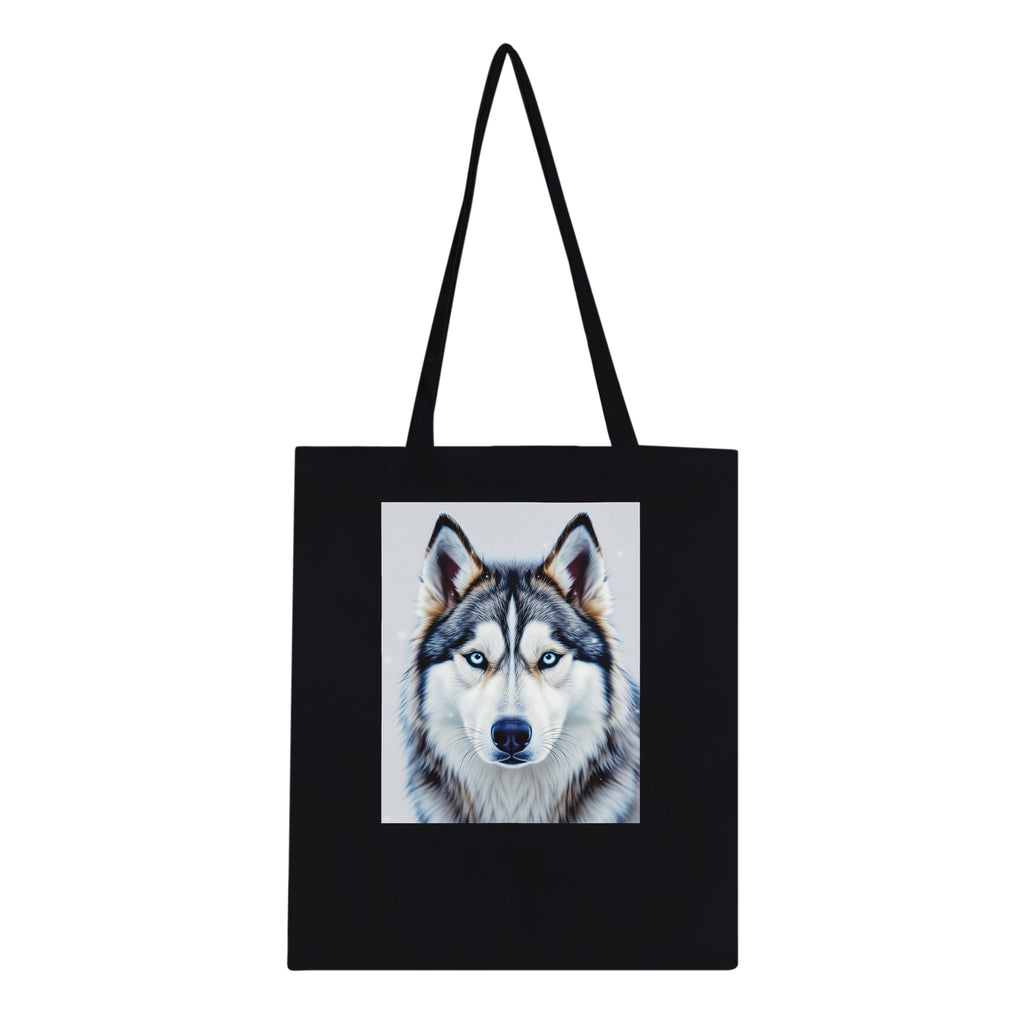 Husky Blue Eyes Cotton Shopper UK Tote Bag — detail view | Wild Thread Co