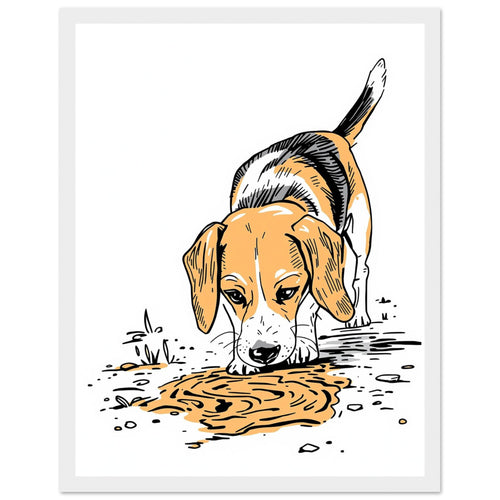 Beagle Nose Framed Print Wall Art Ready to Hang UK Framed Art Print — detail view | Wild Thread Co