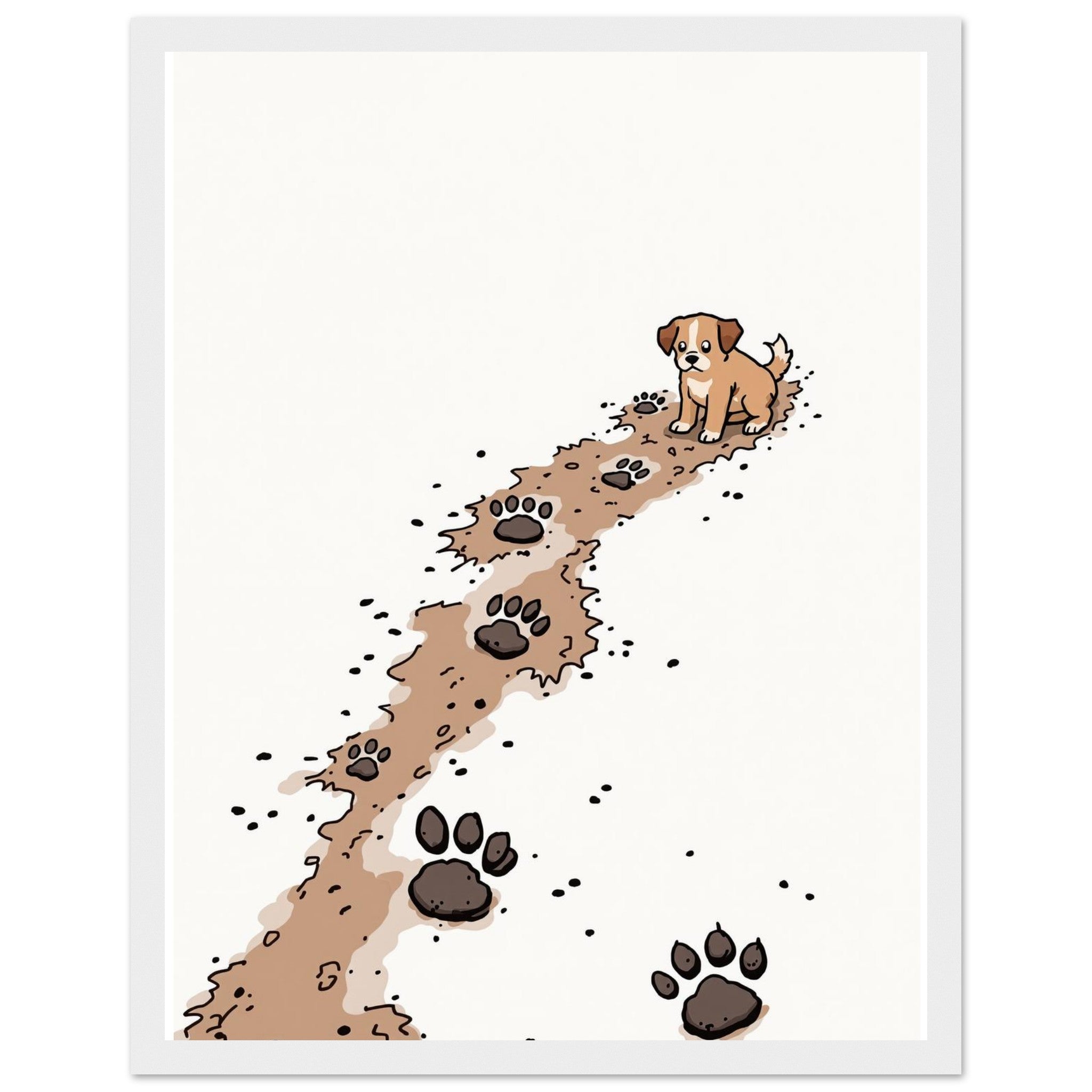 Puppy Paw Prints Framed Print Wall Art Ready to Hang UK Framed Art Print — detail view | Wild Thread Co