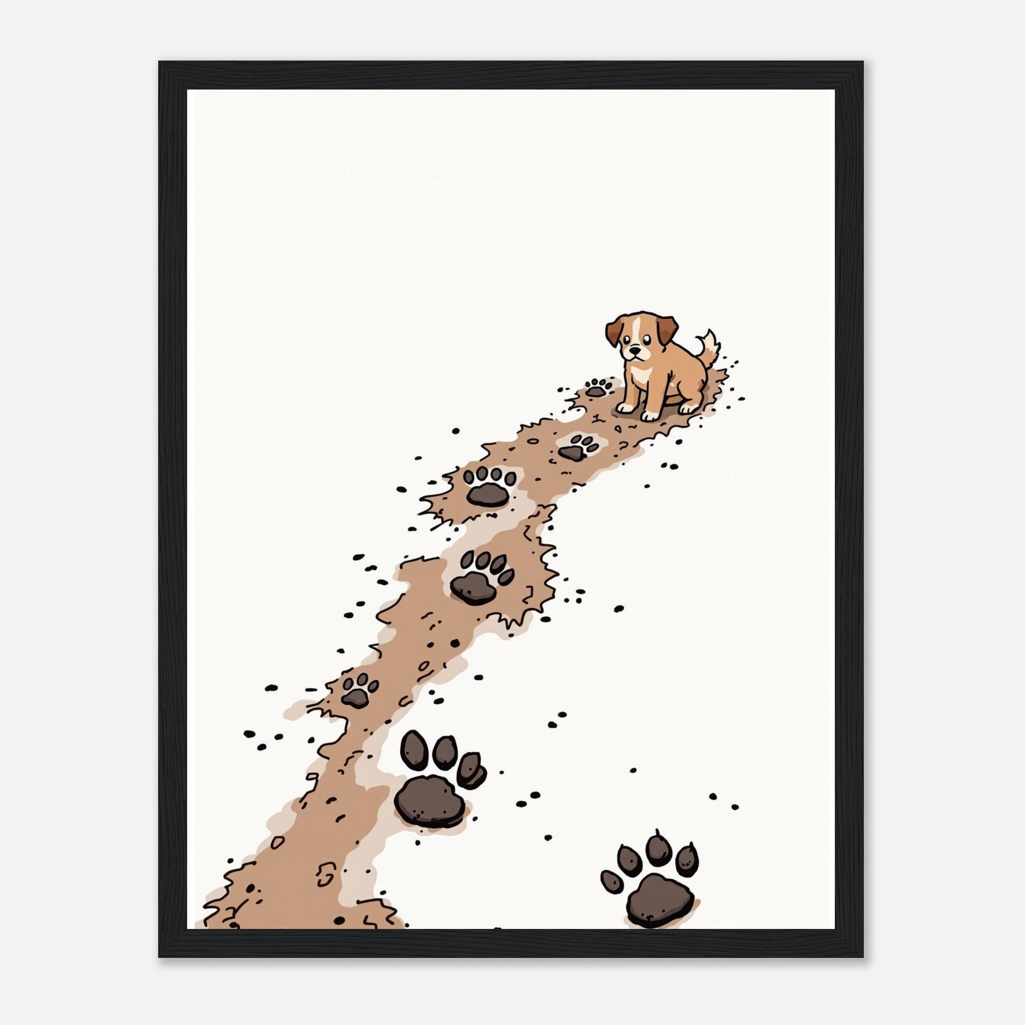 Puppy Paw Prints Framed Print Wall Art Ready to Hang UK Framed Art Print — detail view | Wild Thread Co