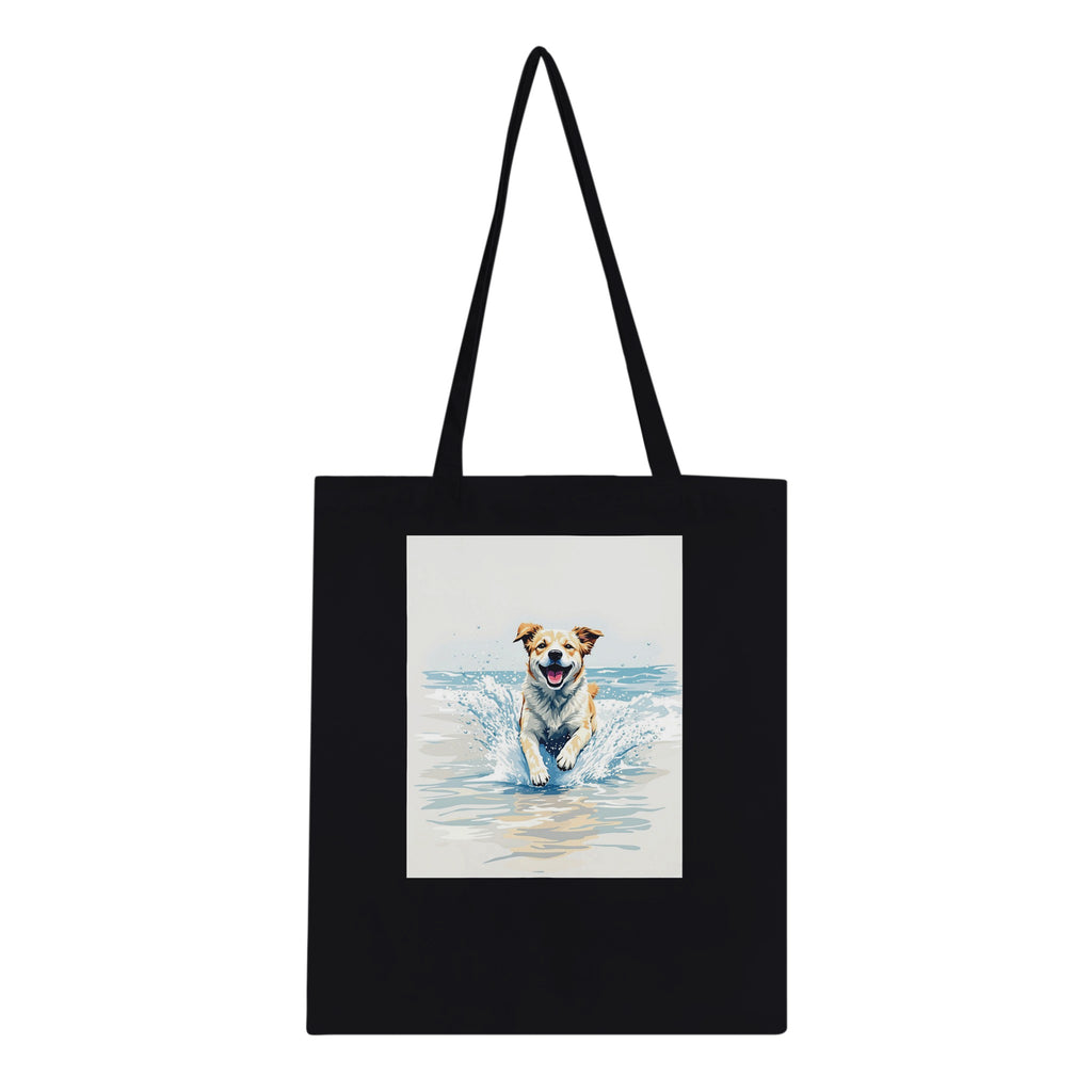 Dog At Beach Tote Bag Cotton Shopper UK Tote Bag — detail view | Wild Thread Co