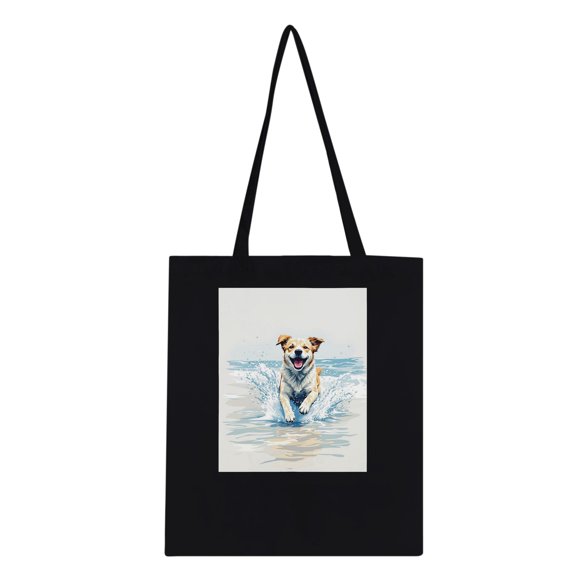 Dog At Beach Tote Bag Cotton Shopper UK Tote Bag — detail view | Wild Thread Co