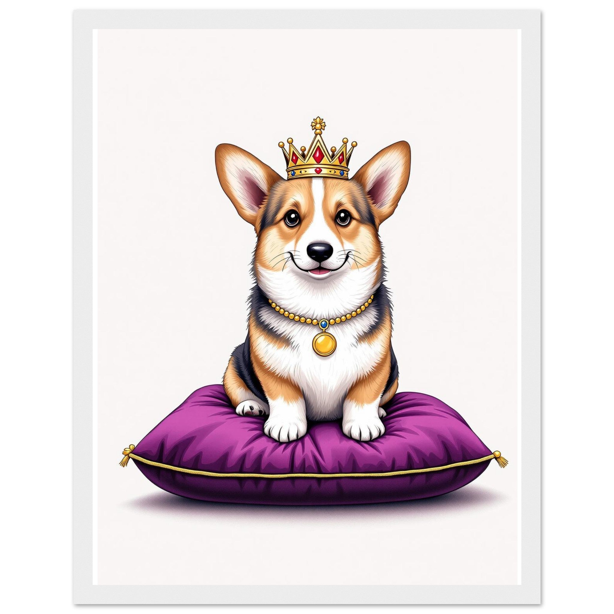 Corgi Royal Framed Print Wall Art Ready to Hang UK Framed Art Print — detail view | Wild Thread Co