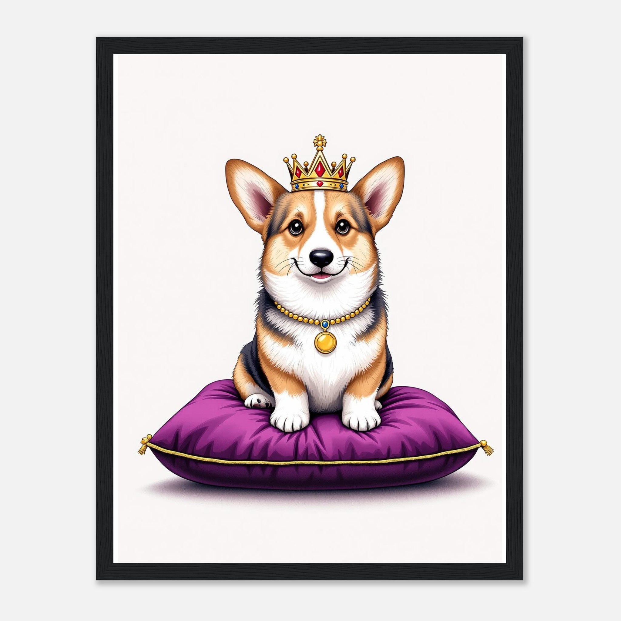 Corgi Royal Framed Print Wall Art Ready to Hang UK Framed Art Print — detail view | Wild Thread Co
