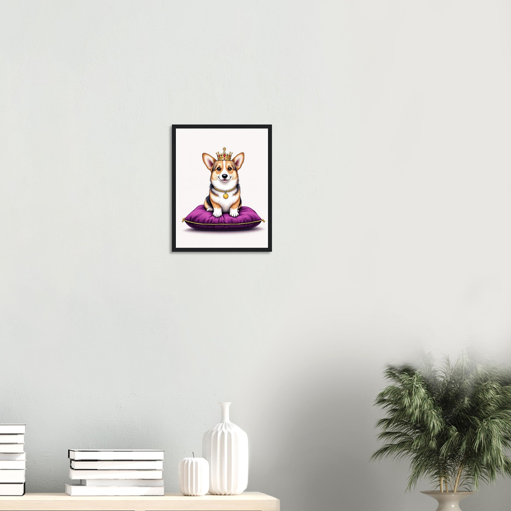Corgi Royal Framed Print Wall Art Ready to Hang UK Framed Art Print — detail view | Wild Thread Co