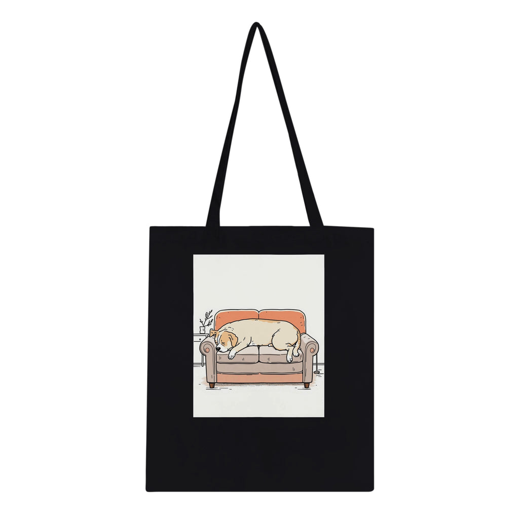 Dog Sleeping Sofa Tote Bag Cotton Shopper UK Tote Bag — detail view | Wild Thread Co