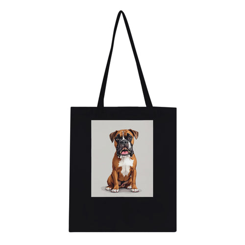 Boxer Dog Portrait Tote Bag Cotton Shopper UK Tote Bag — detail view | Wild Thread Co