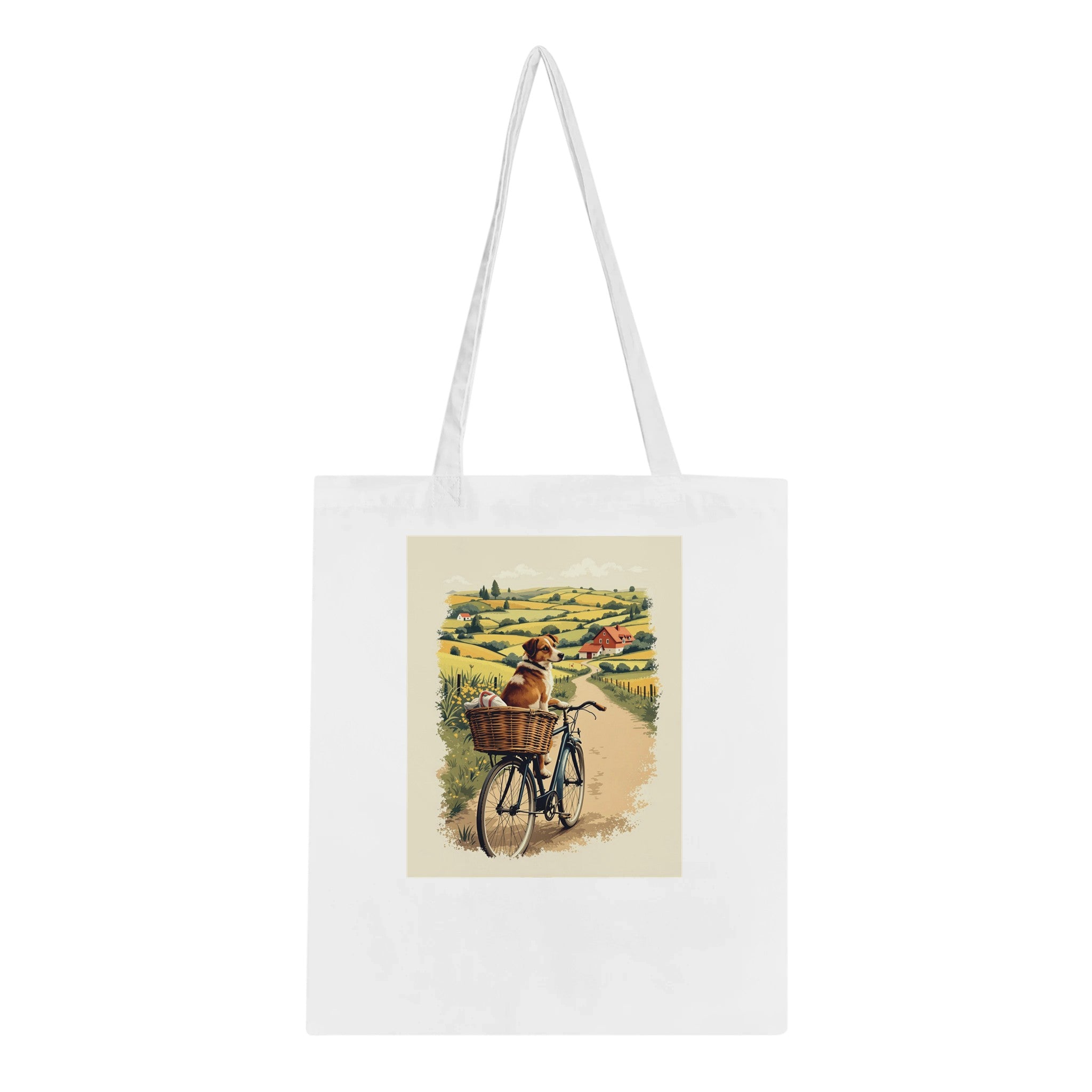 Dog And Bicycle Cotton Shopper UK Tote Bag — detail view | Wild Thread Co
