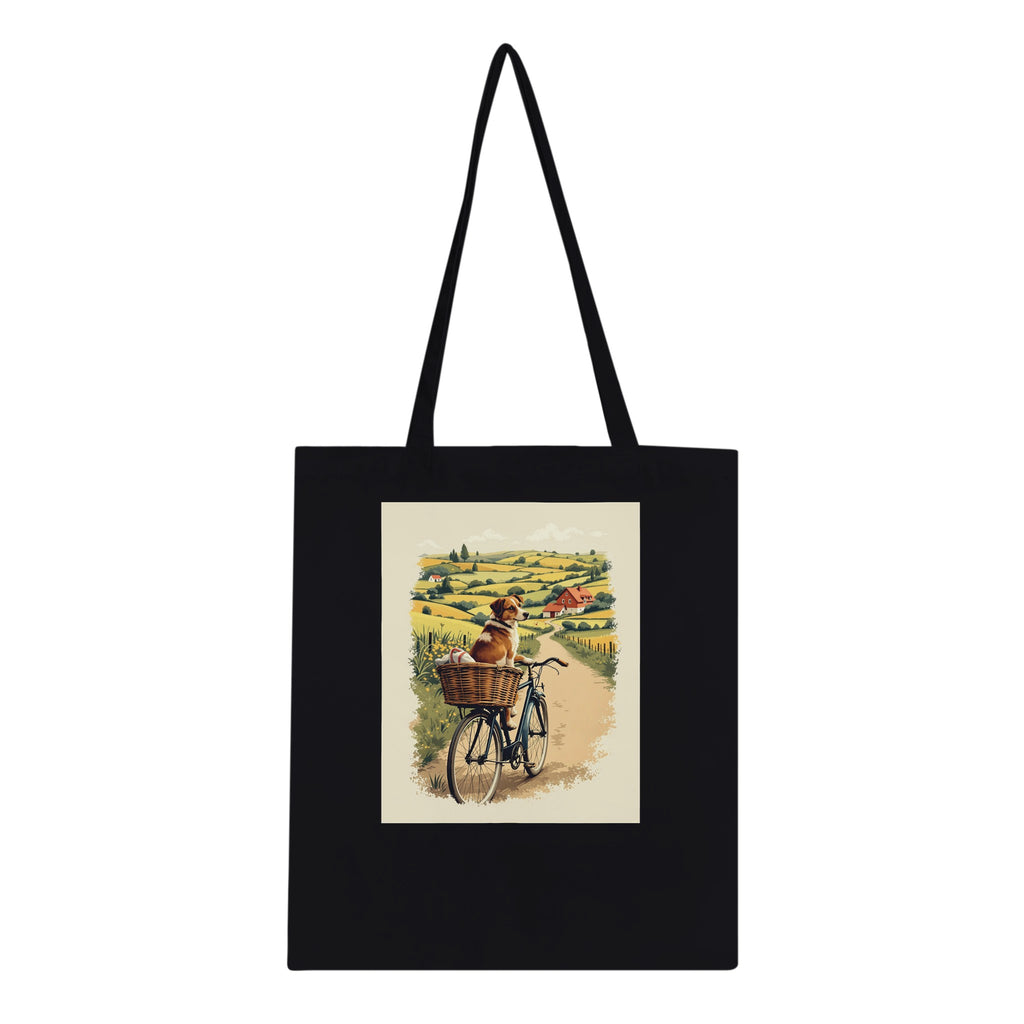 Dog And Bicycle Cotton Shopper UK Tote Bag — detail view | Wild Thread Co