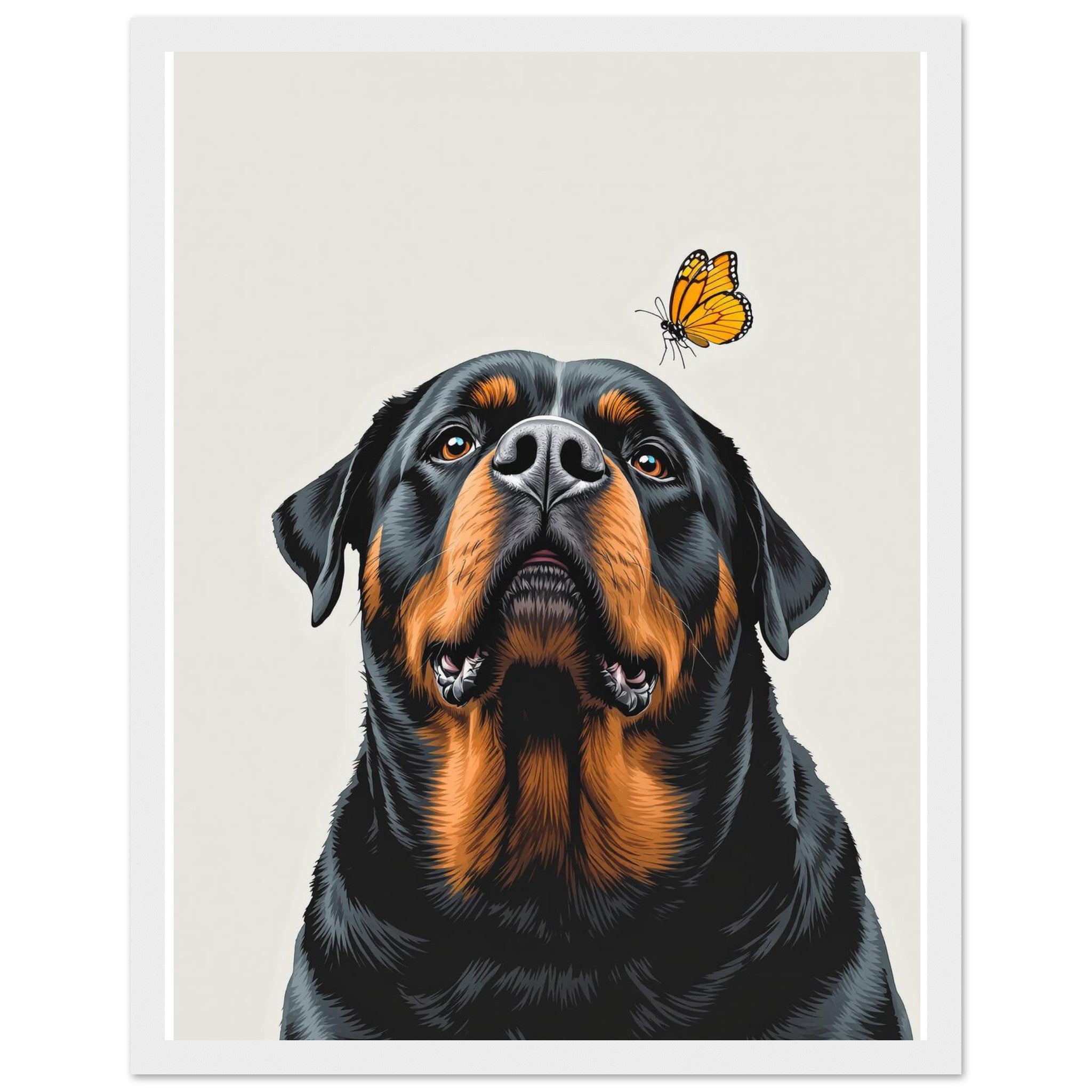 Rottweiler Gentle Framed Print Wall Art Ready to Hang UK Framed Art Print — detail view | Wild Thread Co
