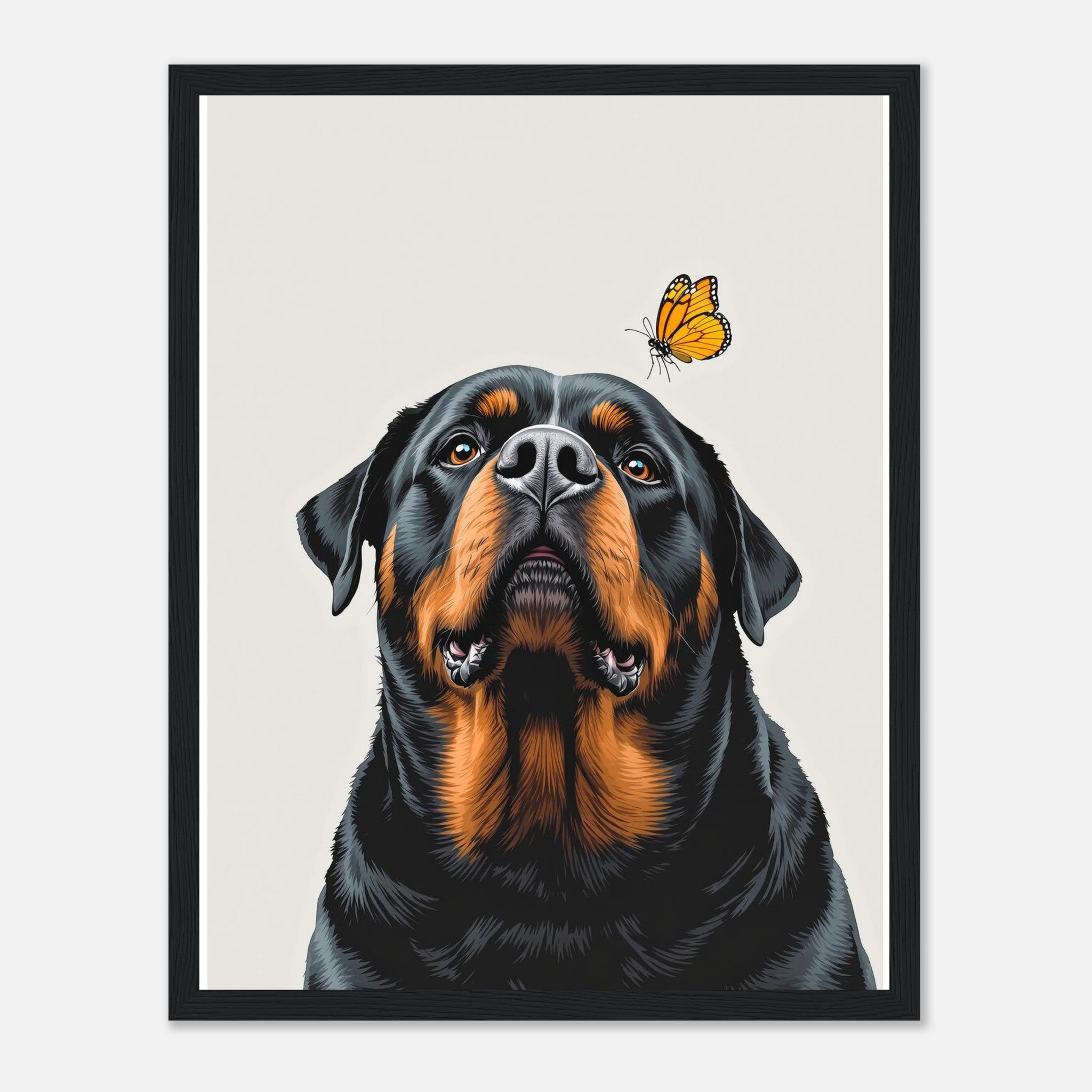 Rottweiler Gentle Framed Print Wall Art Ready to Hang UK Framed Art Print — detail view | Wild Thread Co