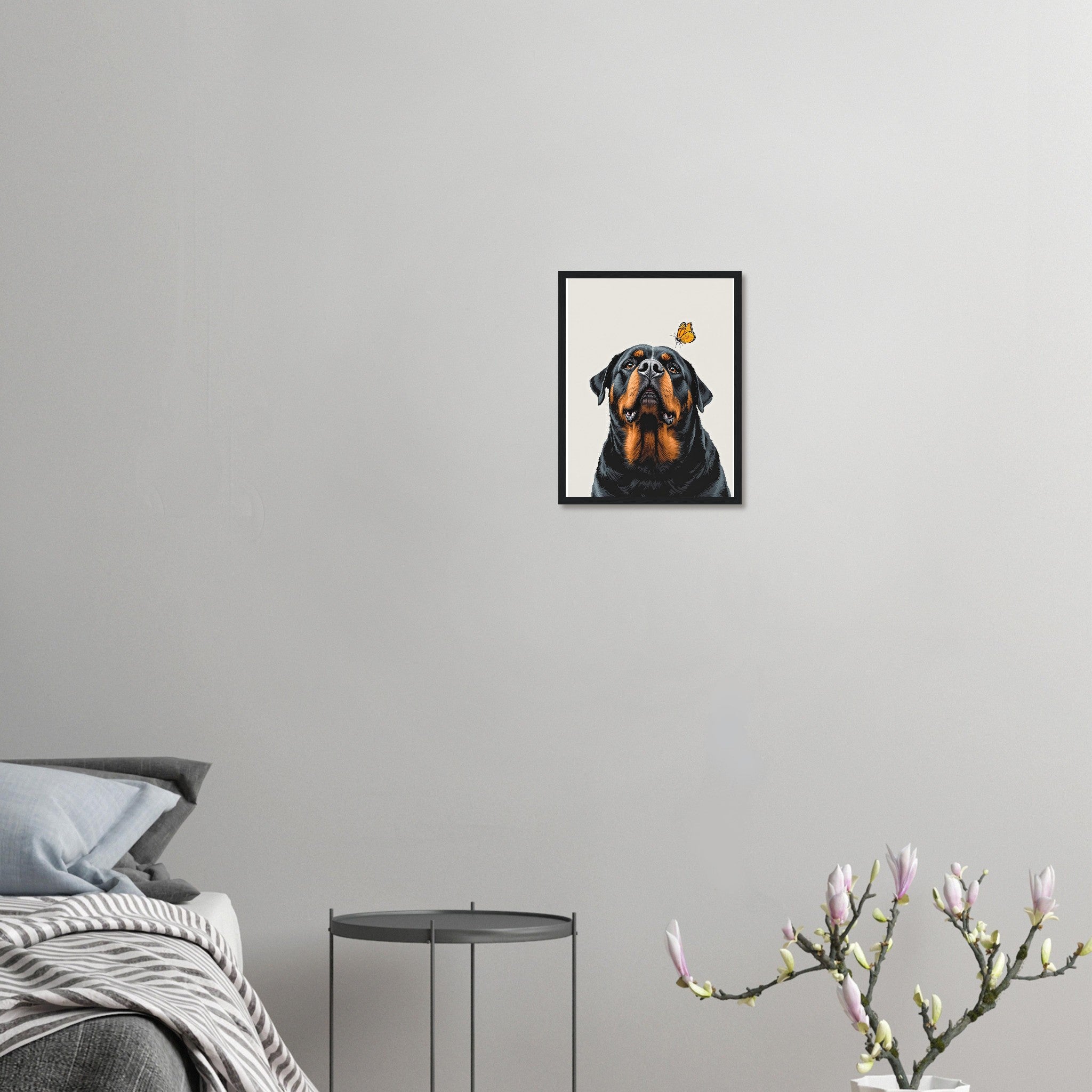Rottweiler Gentle Framed Print Wall Art Ready to Hang UK Framed Art Print — detail view | Wild Thread Co