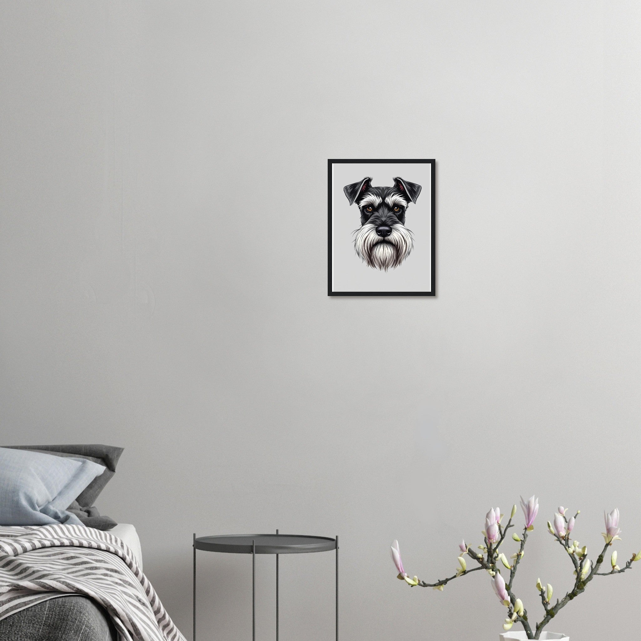 Miniature Schnauzer Framed Print Wall Art Ready to Hang UK Framed Art Print — detail view | Wild Thread Co