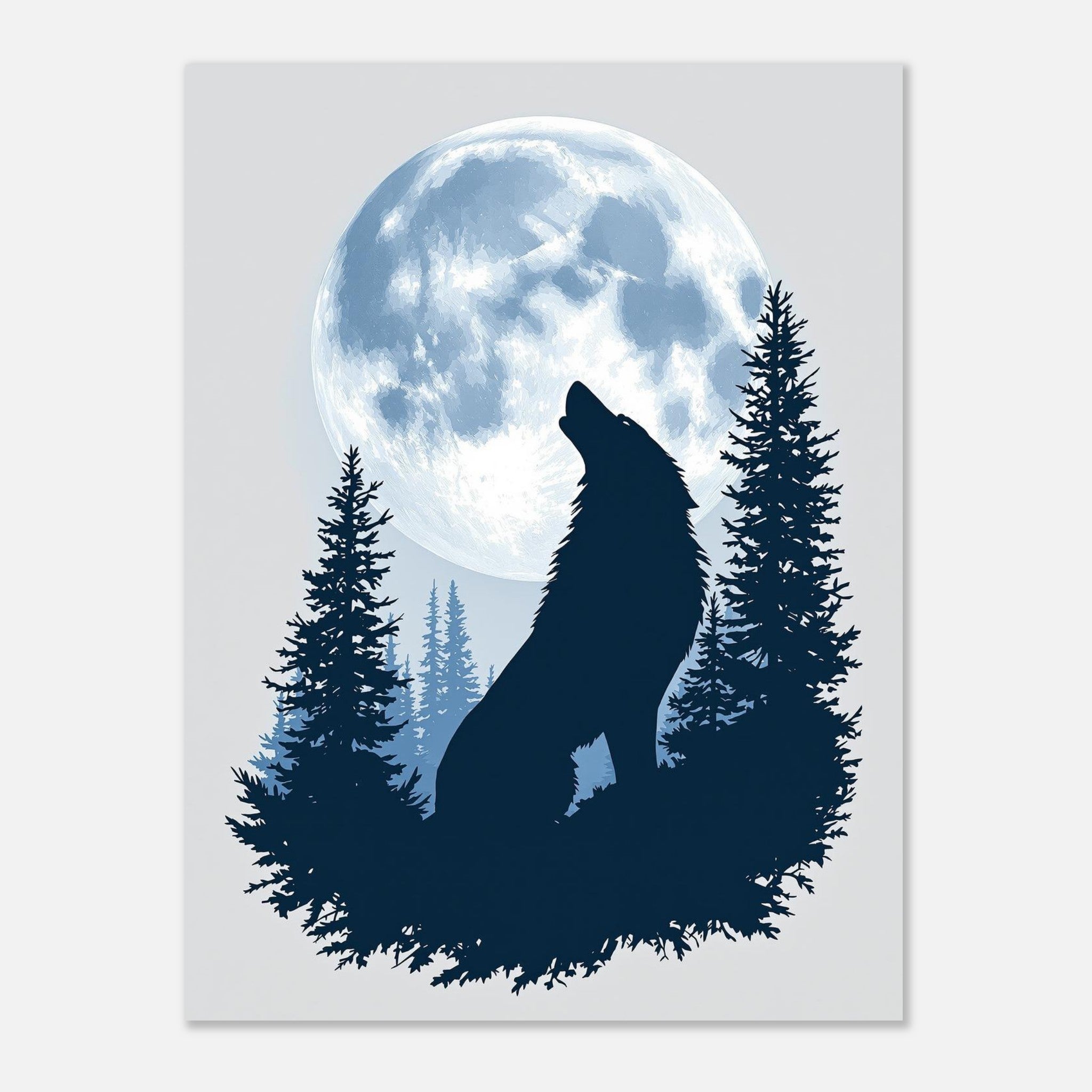 dog howling moon Art Wall Art UK Art Art Print Art Print — detail view | Wild Thread Co