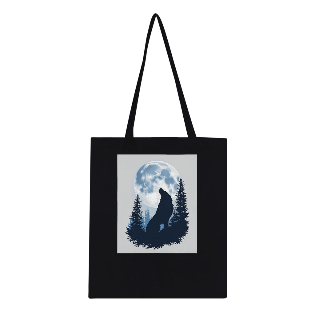 Dog Howling Moon Cotton Shopper UK Tote Bag — detail view | Wild Thread Co