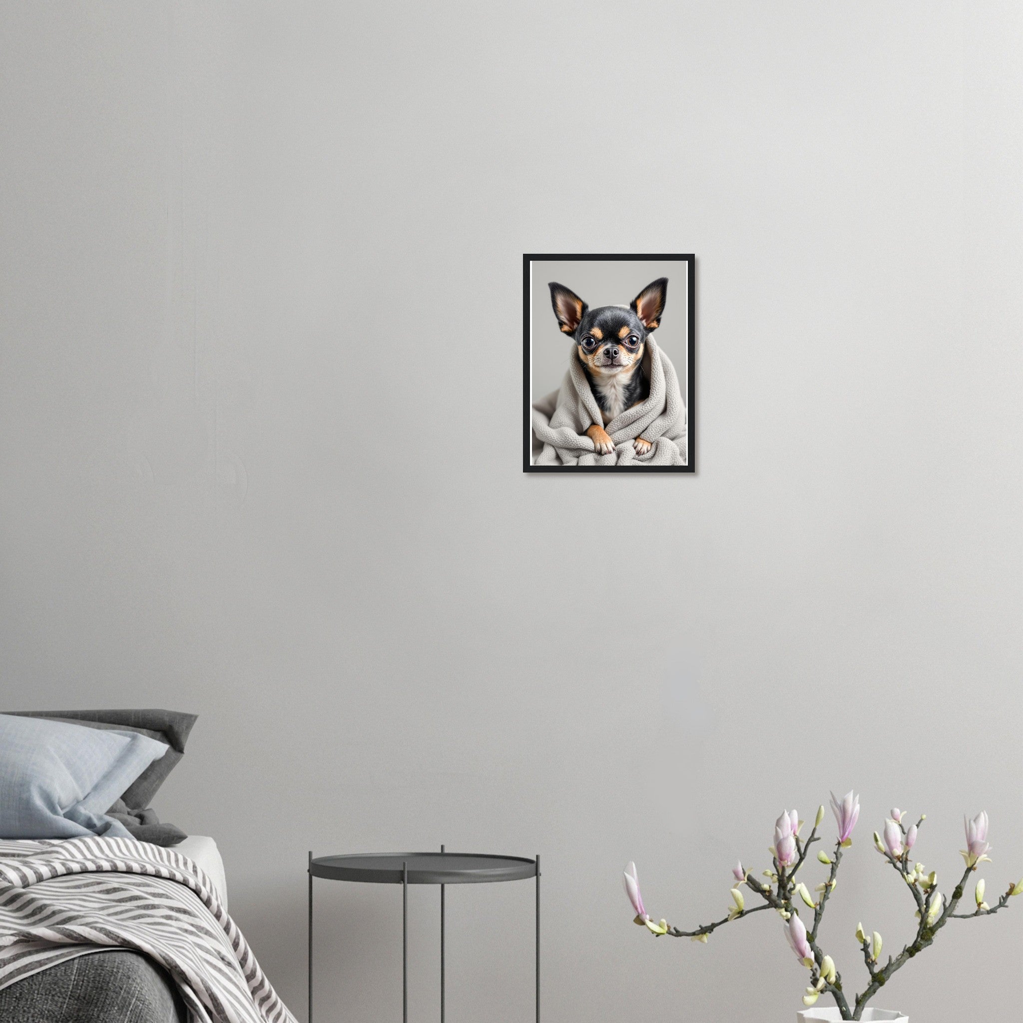 Chihuahua Attitude Framed Print Wall Art Ready to Hang UK Framed Art Print — detail view | Wild Thread Co