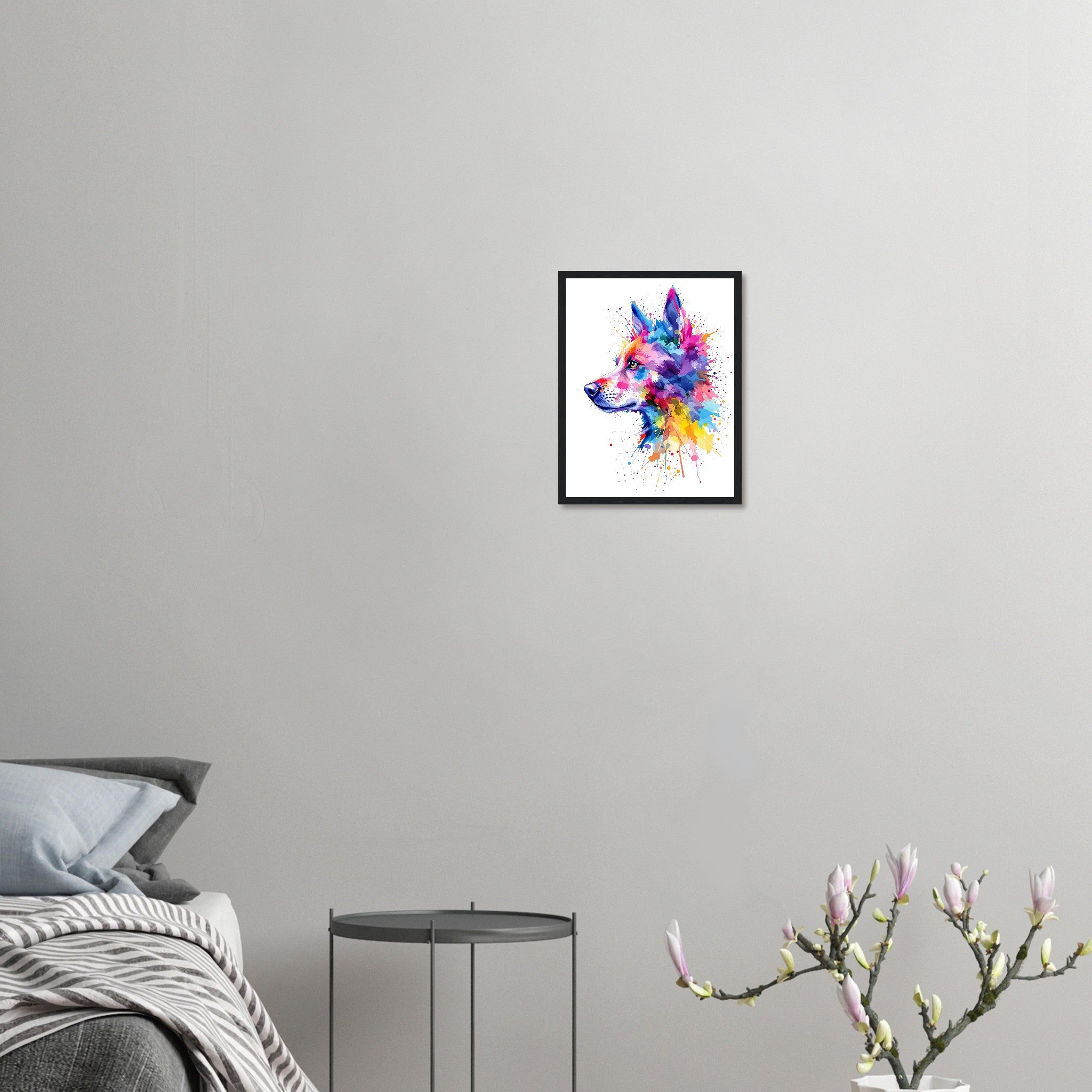 Dog Watercolour Abstract Wall Art Ready to Hang UK Framed Print t Framed Art Print — detail view | Wild Thread Co
