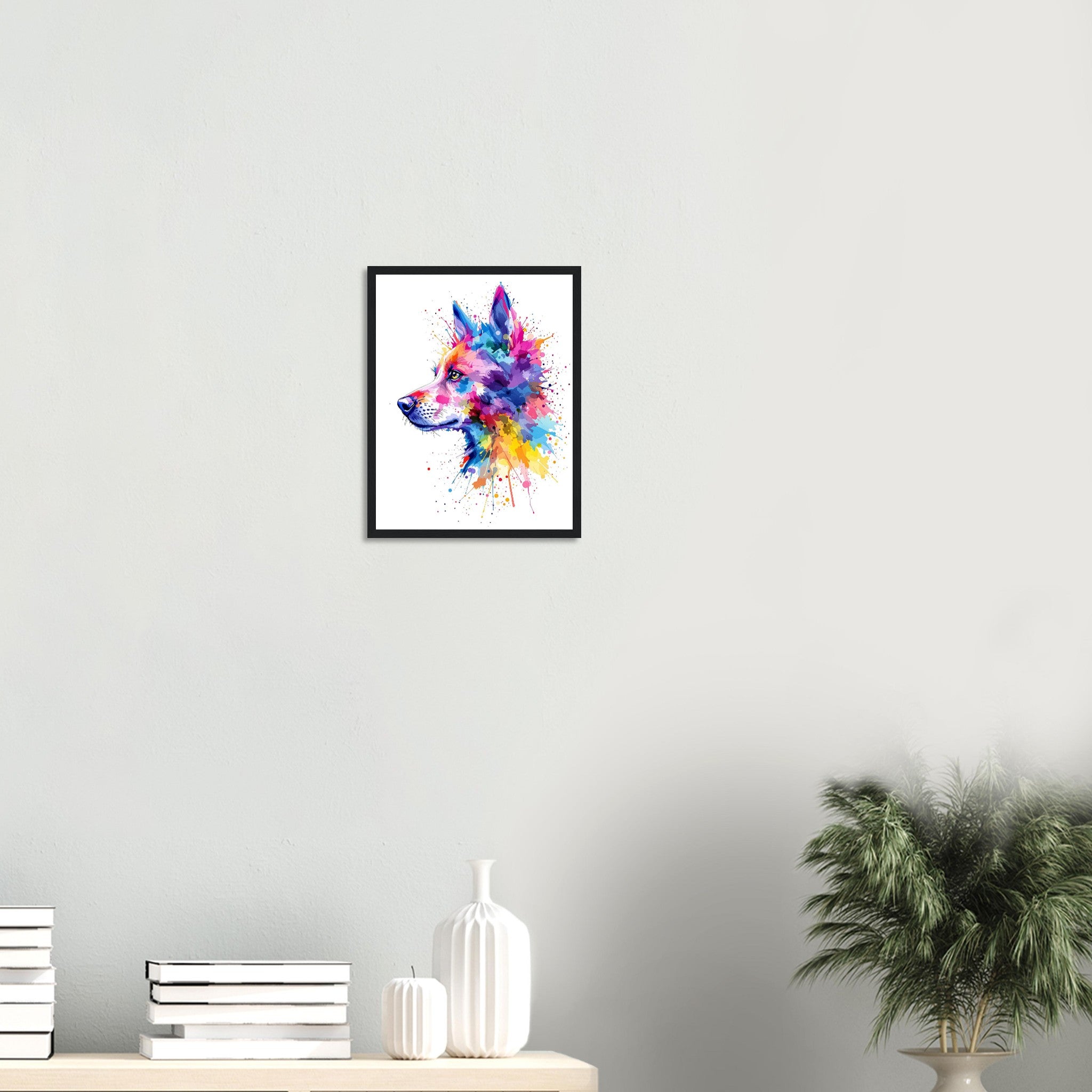 Dog Watercolour Abstract Wall Art Ready to Hang UK Framed Print t Framed Art Print — detail view | Wild Thread Co