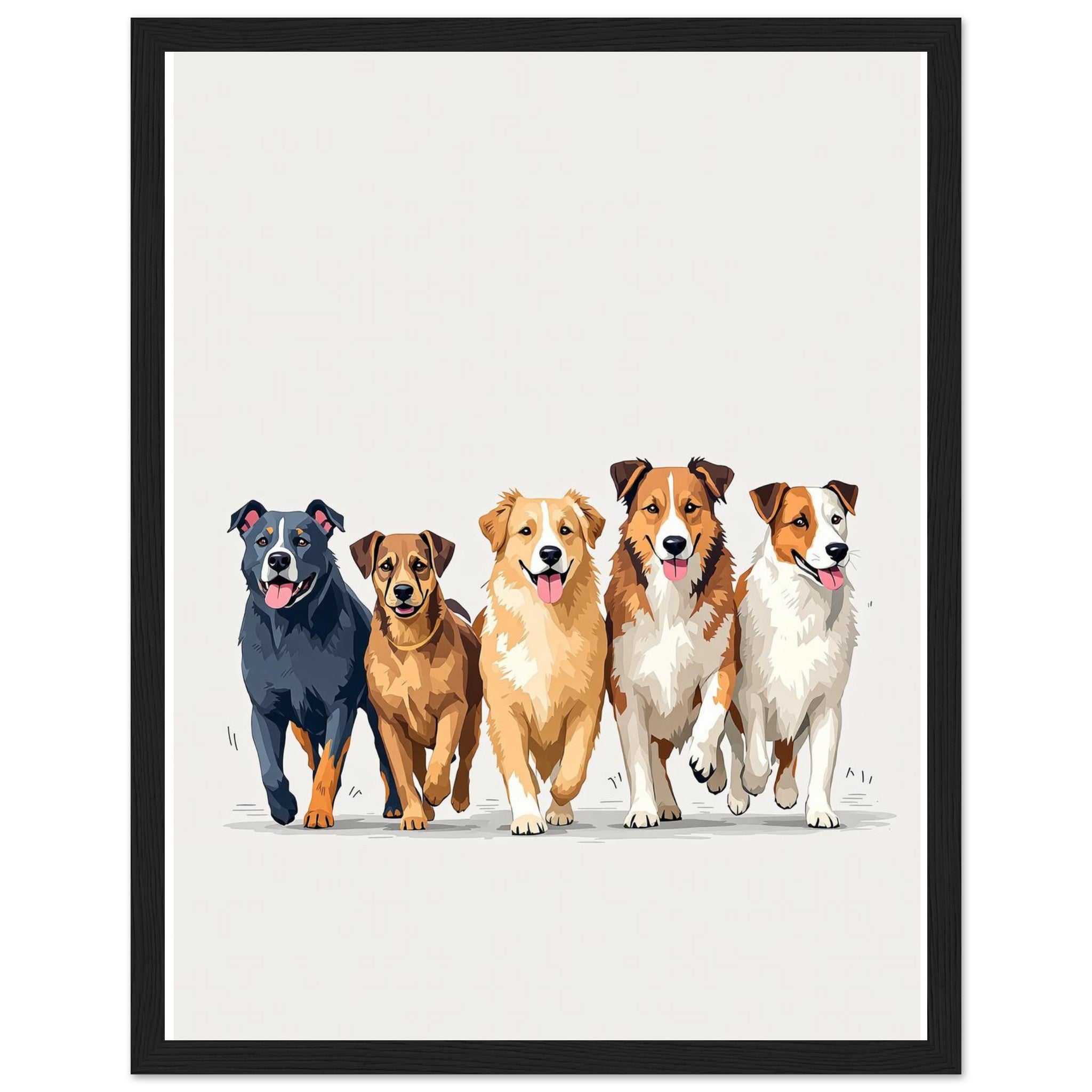 Dog Family Pack Wall Art Ready to Hang UK — Framed Art Print | Wild Thread Co UK