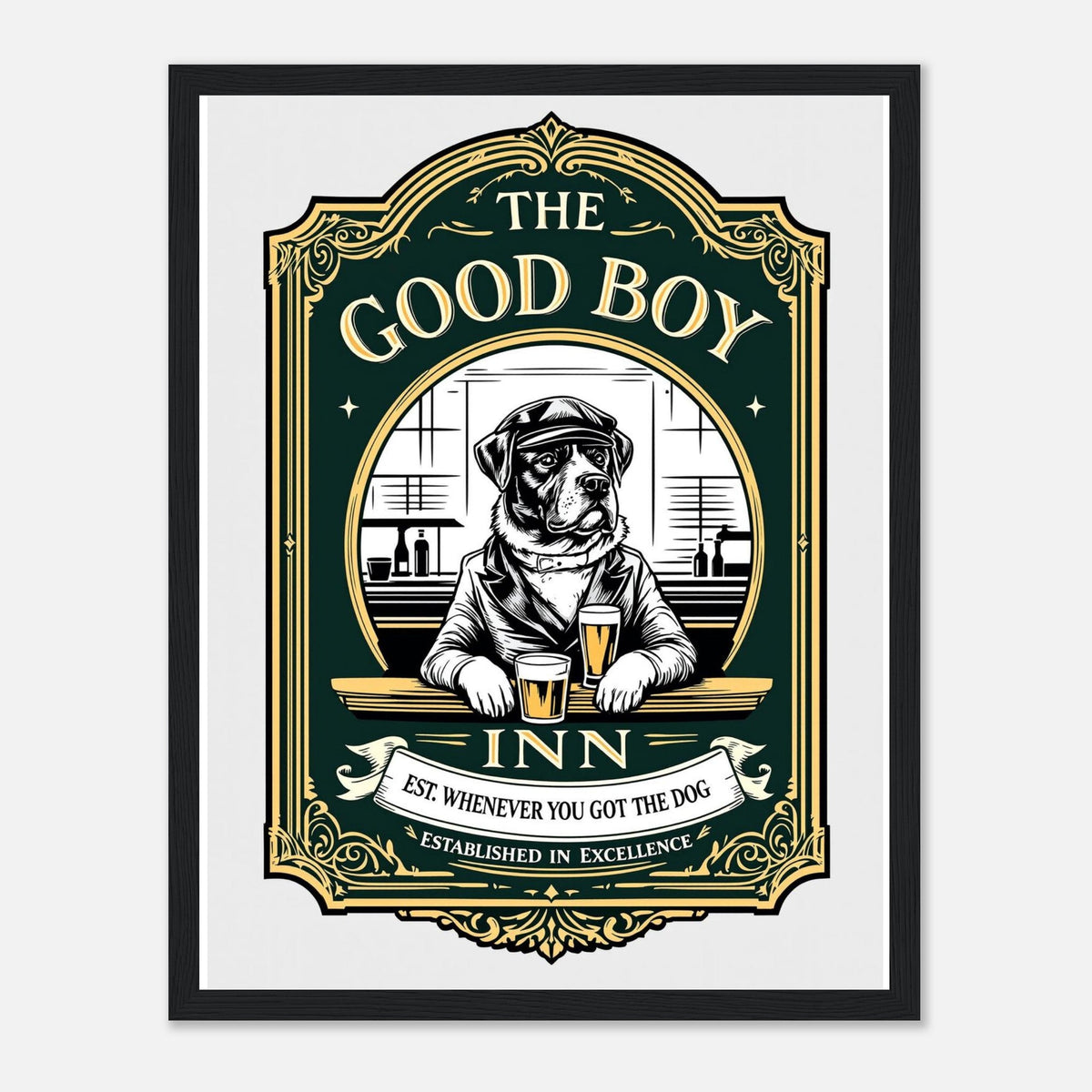 Dog Dad Pub Framed Print Wall Art Ready to Hang UK | Dog Gift - Wild Thread Co
