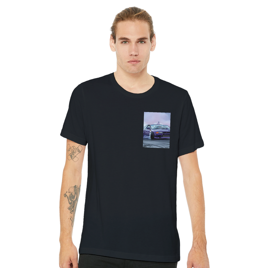 Drifting R32 Smoke T-Shirt — detail view | Wild Thread Co