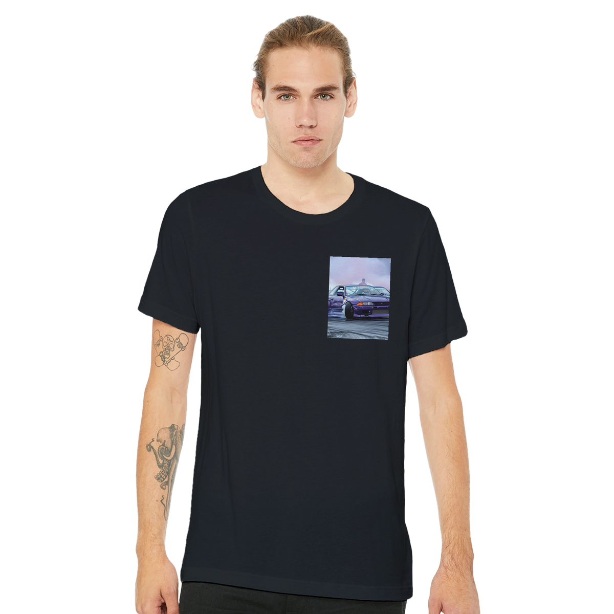 Drifting R32 Smoke T-Shirt — detail view | Wild Thread Co