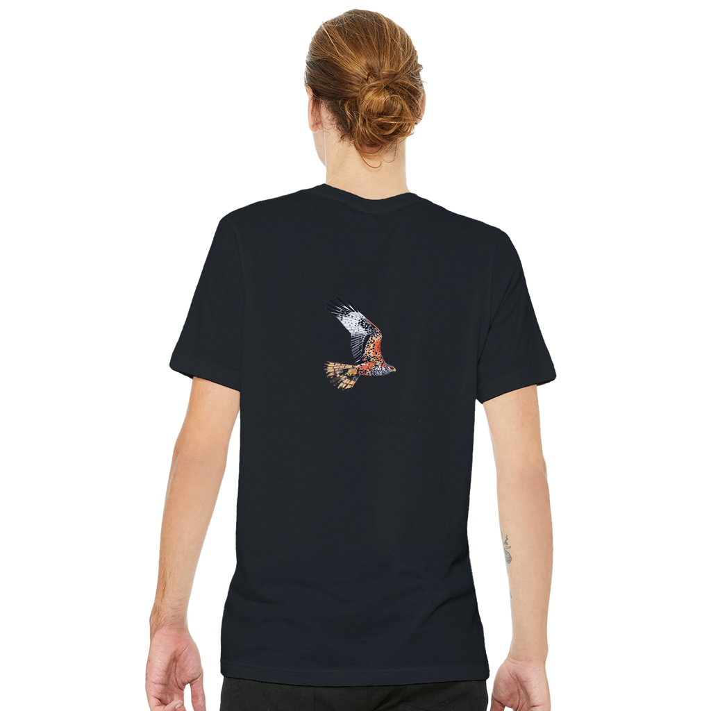 Red Kite Soaring Wales Conservation T-Shirt — detail view | Wild Thread Co