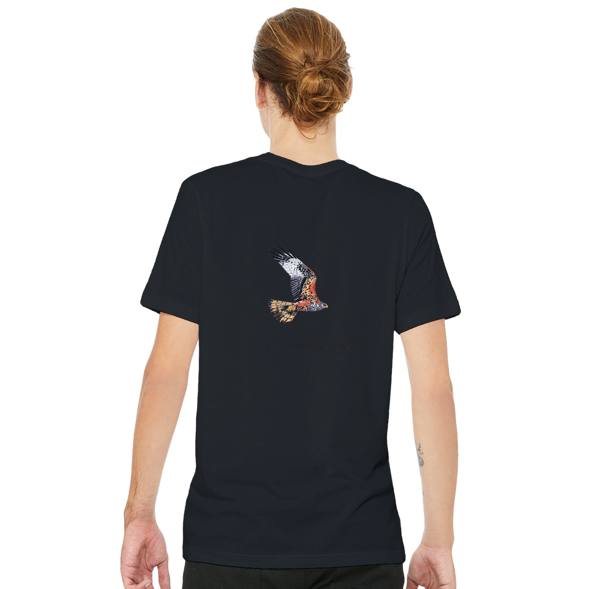 Red Kite Soaring Wales Conservation T-Shirt — detail view | Wild Thread Co