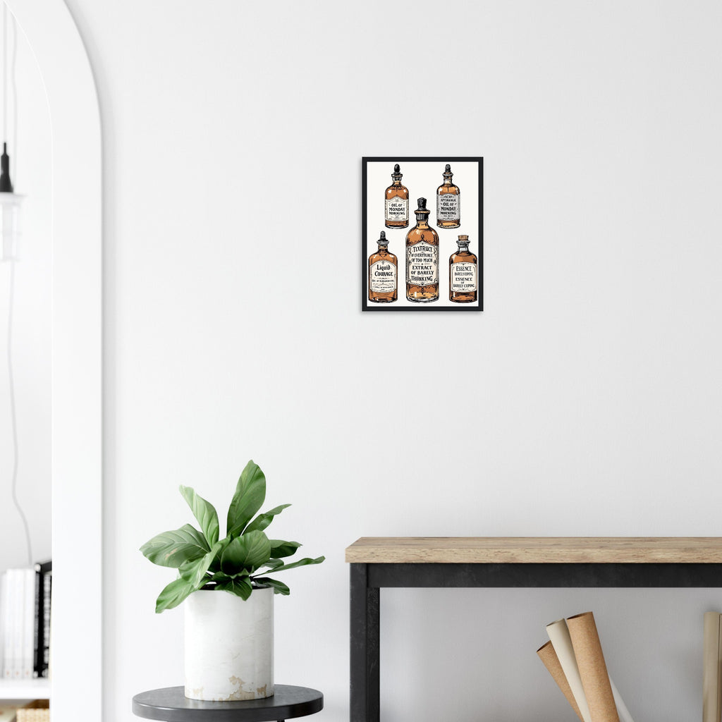 Apothecary Bottles Framed Print Wall Art Ready to Hang UK Framed Art Print — detail view | Wild Thread Co