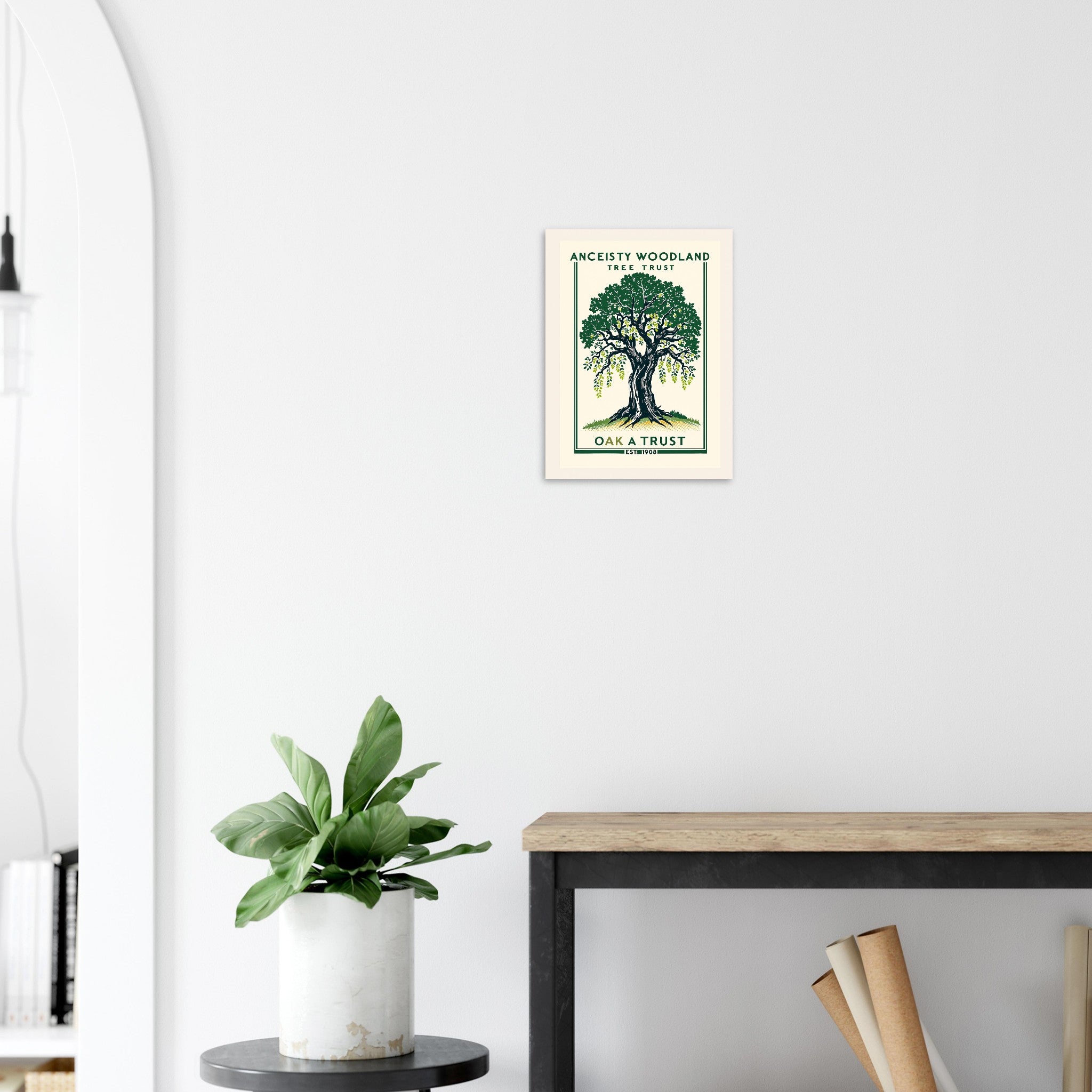 Ancient Woodland Vintage Travel Poster Art Print — detail view | Wild Thread Co