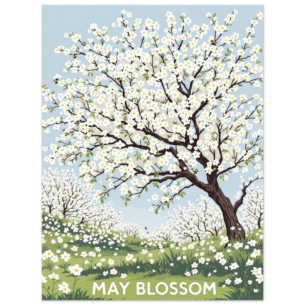 May Blossom Hawthorn Art Print Art Print — detail view | Wild Thread Co