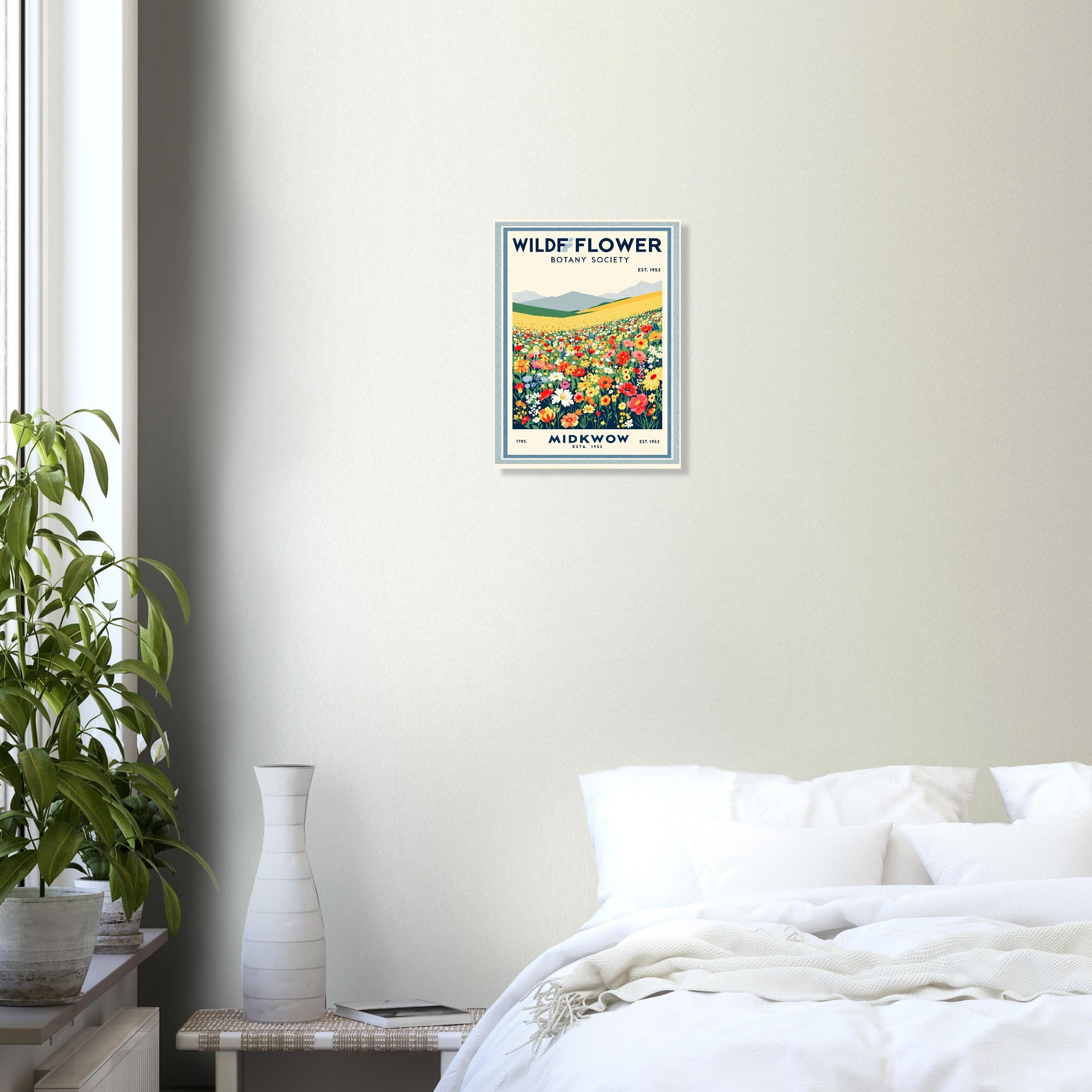 Wildflower Meadow Vintage Travel Poster Art Print — detail view | Wild Thread Co