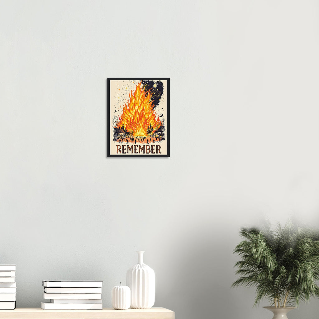 Bonfire Night Village Fire Framed Print — Framed Art Print | Wild Thread Co