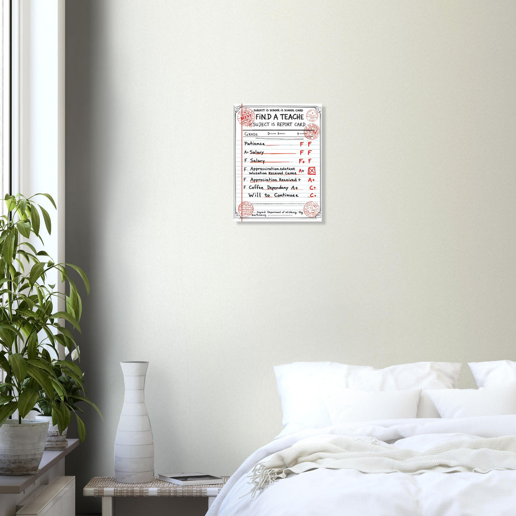 Funny Teacher Report Card Art Print Art Print — detail view | Wild Thread Co