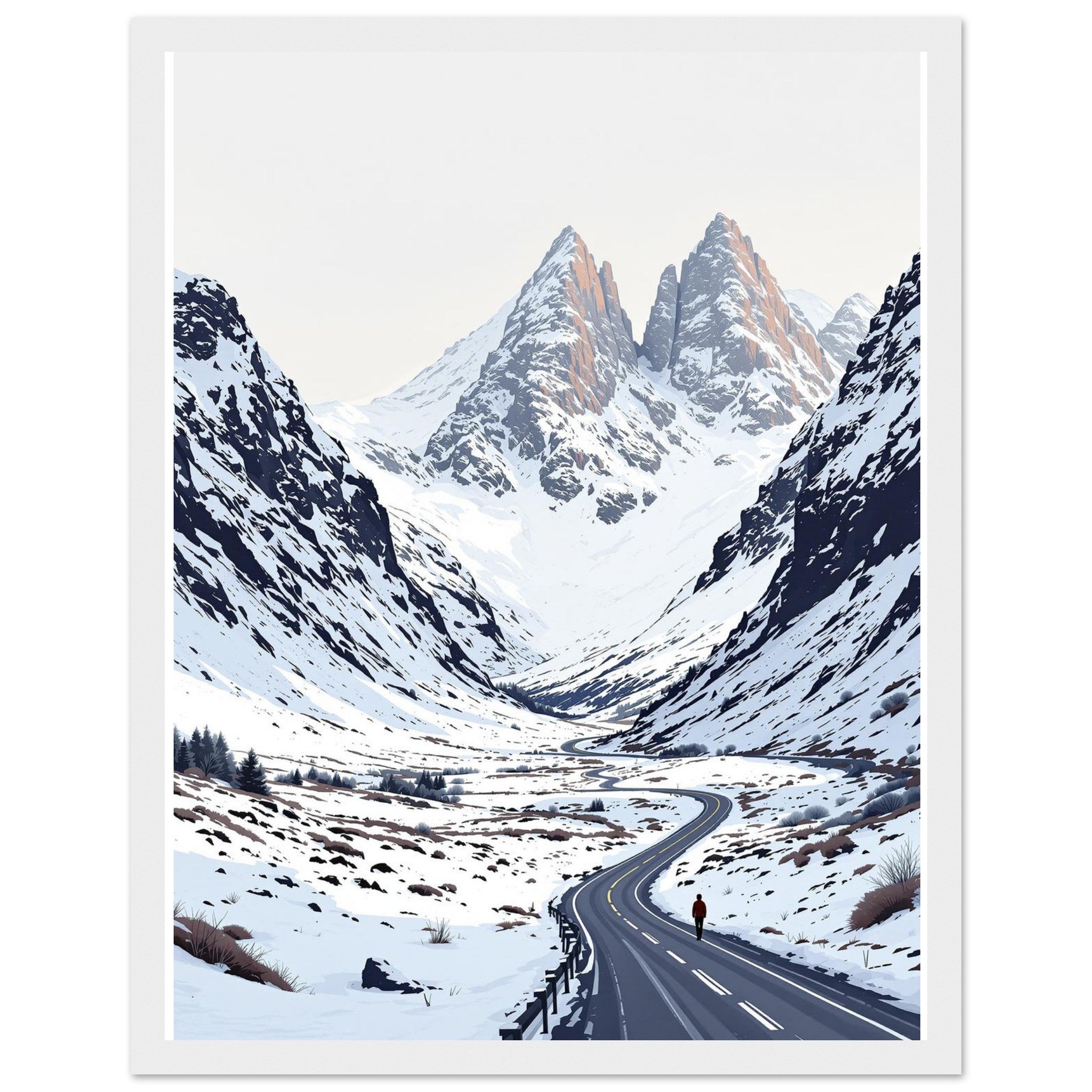 Glencoe Winter Snow Epic Framed Print Wall Art Ready to Hang UK Framed Art Print — detail view | Wild Thread Co