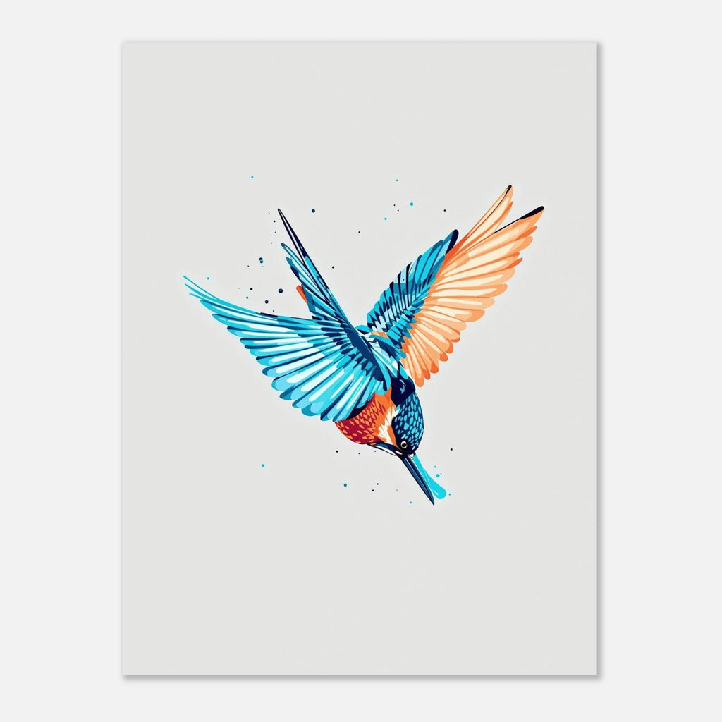 Kingfisher Electric Dive British Wildlife Art A1 UK Art Print Art Print — detail view | Wild Thread Co