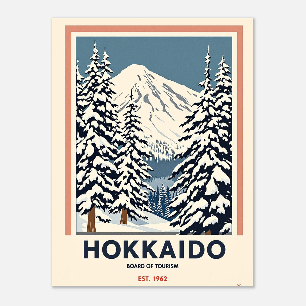 Hokkaido Vintage Travel Poster Art Print — detail view | Wild Thread Co