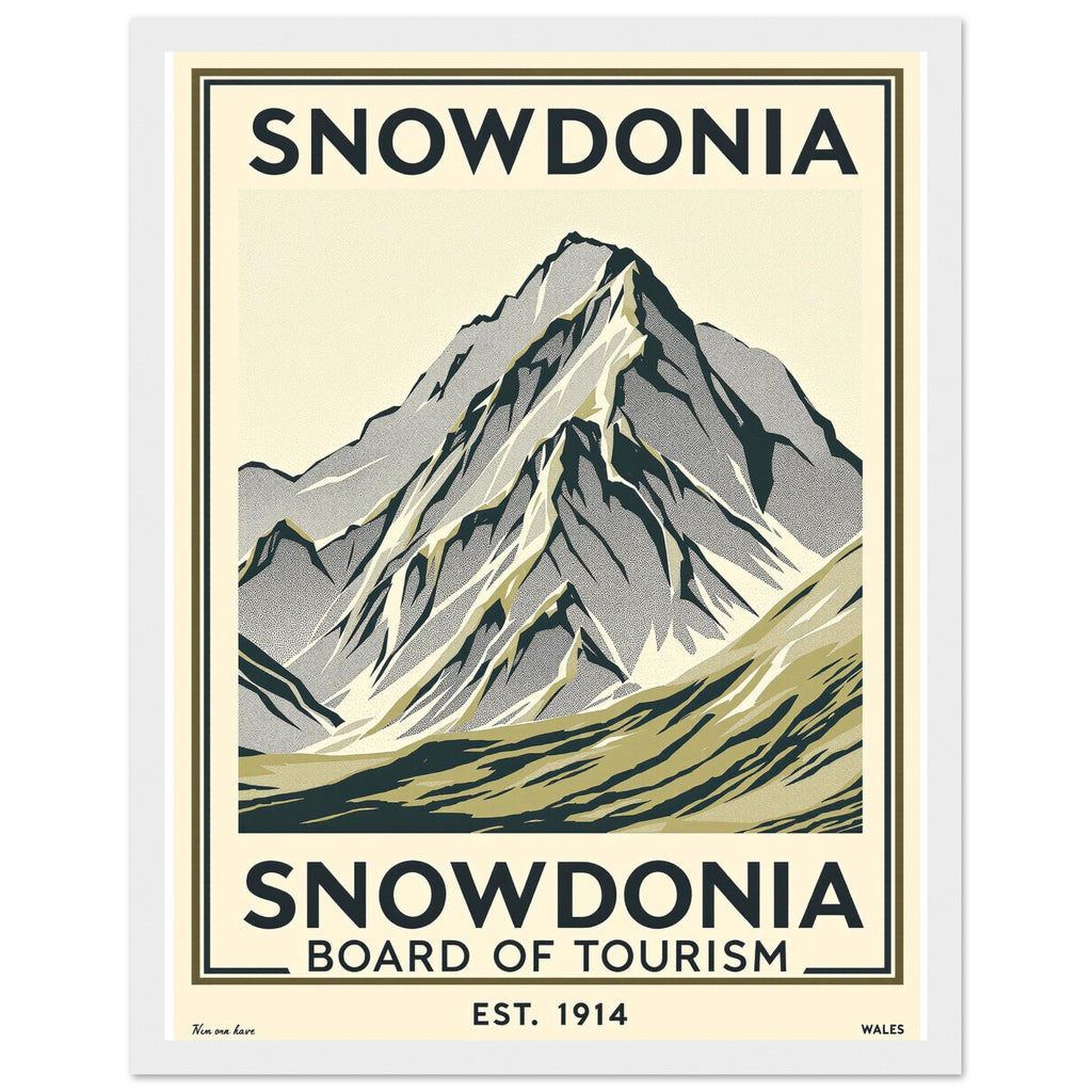 Snowdonia Vintage Travel Poster Framed Art Print — detail view | Wild Thread Co
