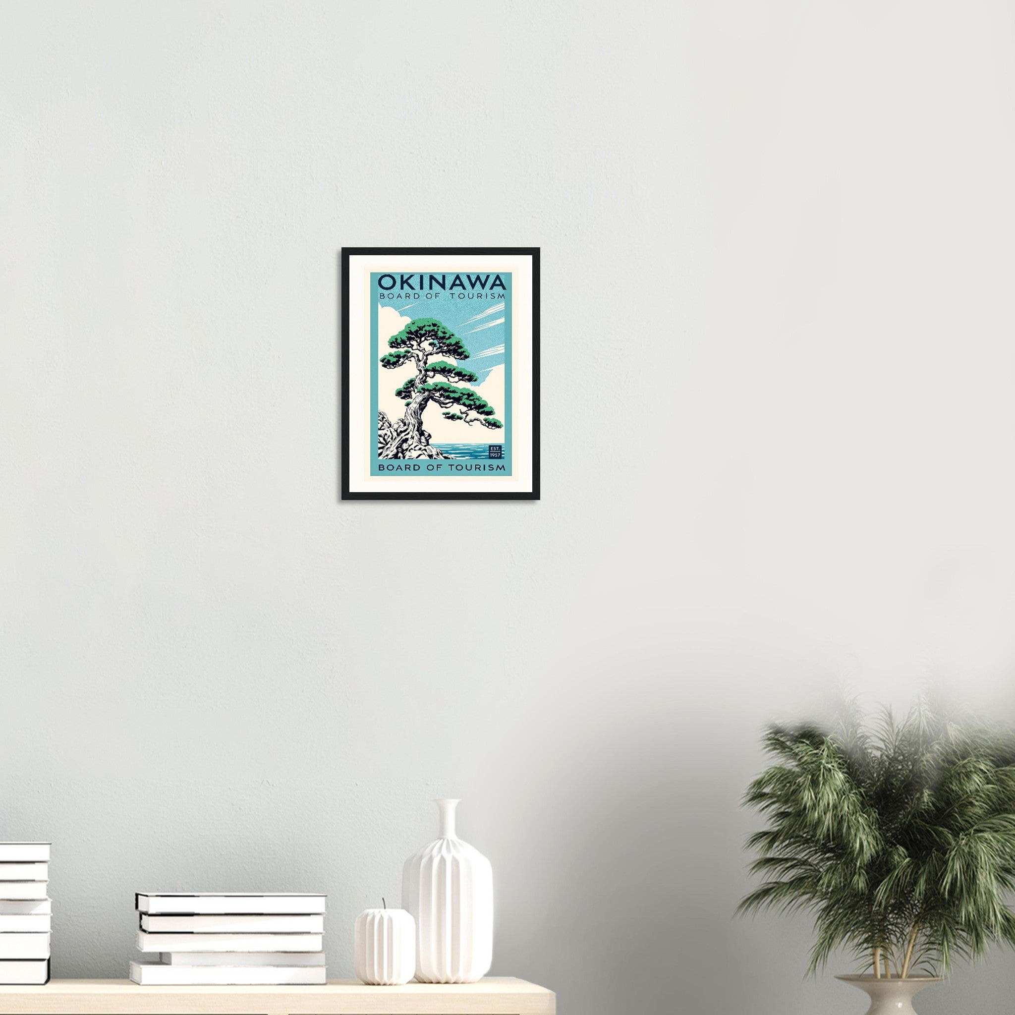 Okinawa Vintage Travel Poster Framed Art Print — detail view | Wild Thread Co