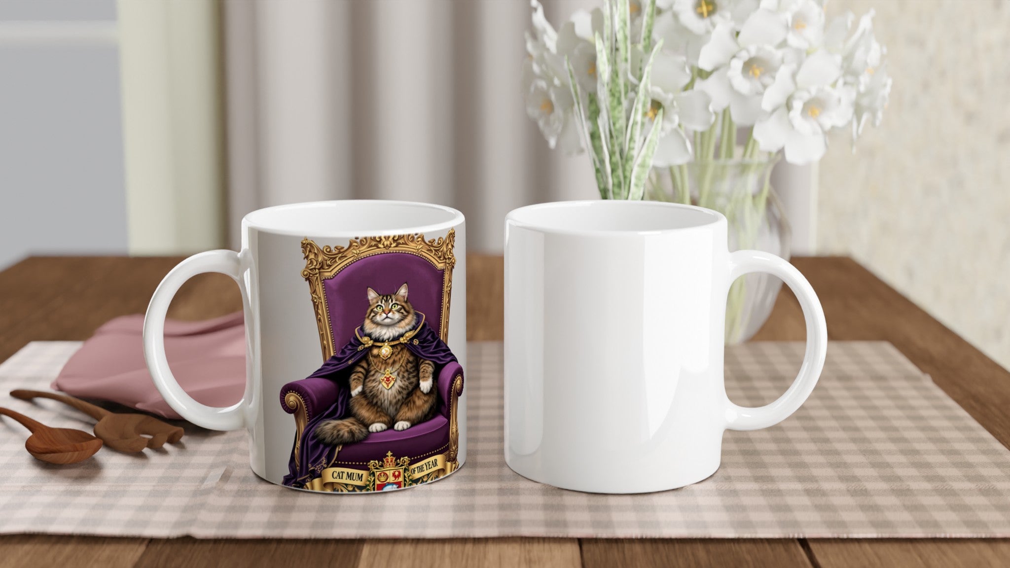 Cat Mum of the Year Royal Portrait Funny Cat Lover Gift Uk T-Shirt Unisex Cotton — T-Shirt | Wild Thread Co