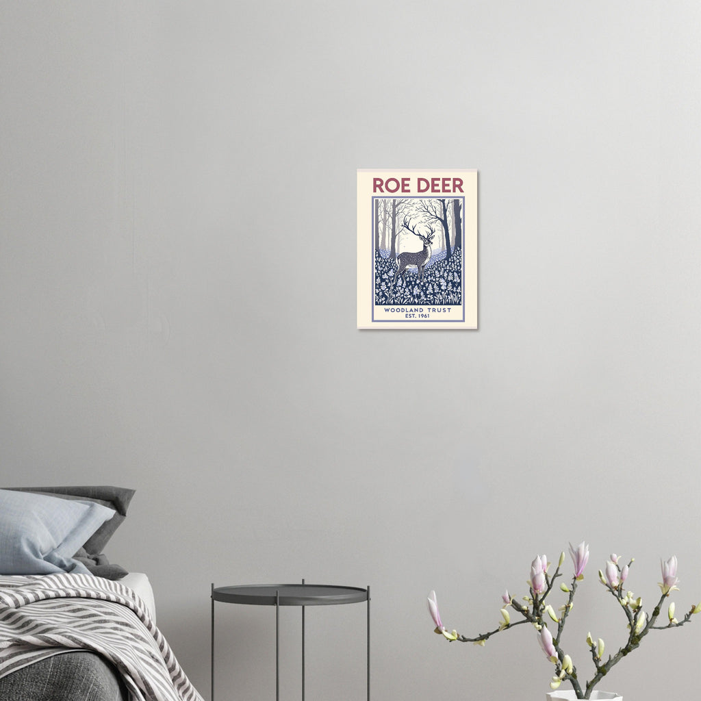 Roe Deer Vintage Travel Poster Art Print — detail view | Wild Thread Co