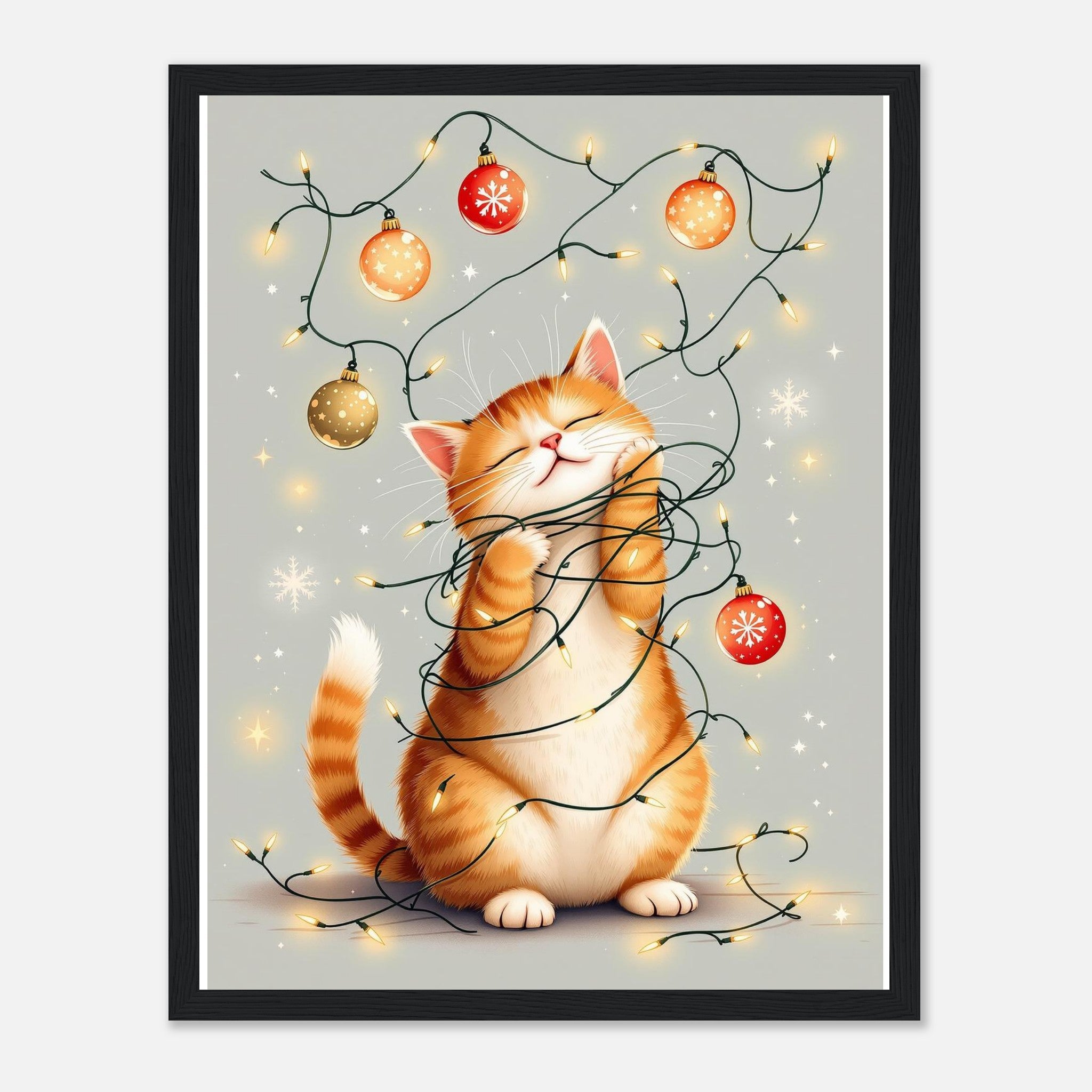Cat Christmas Framed Print Wall Art Ready to Hang UK — Framed Art Print | Wild Thread Co