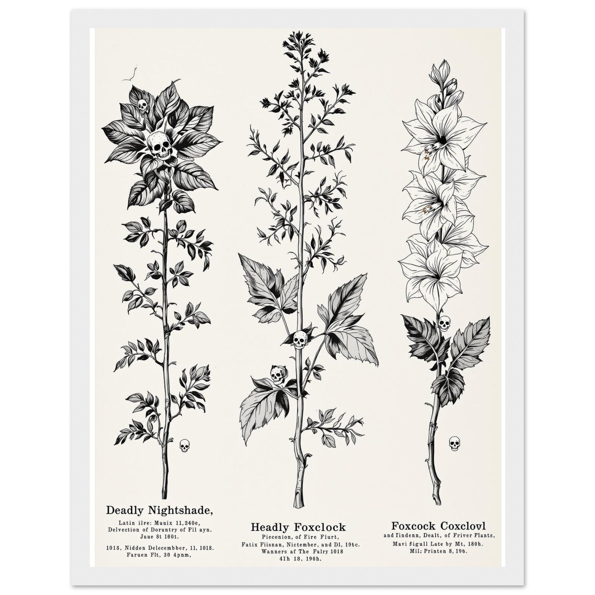 Dark Academia Deadly Botanicals Framed Print Wall Art Ready to Hang Framed Art Print — detail view | Wild Thread Co