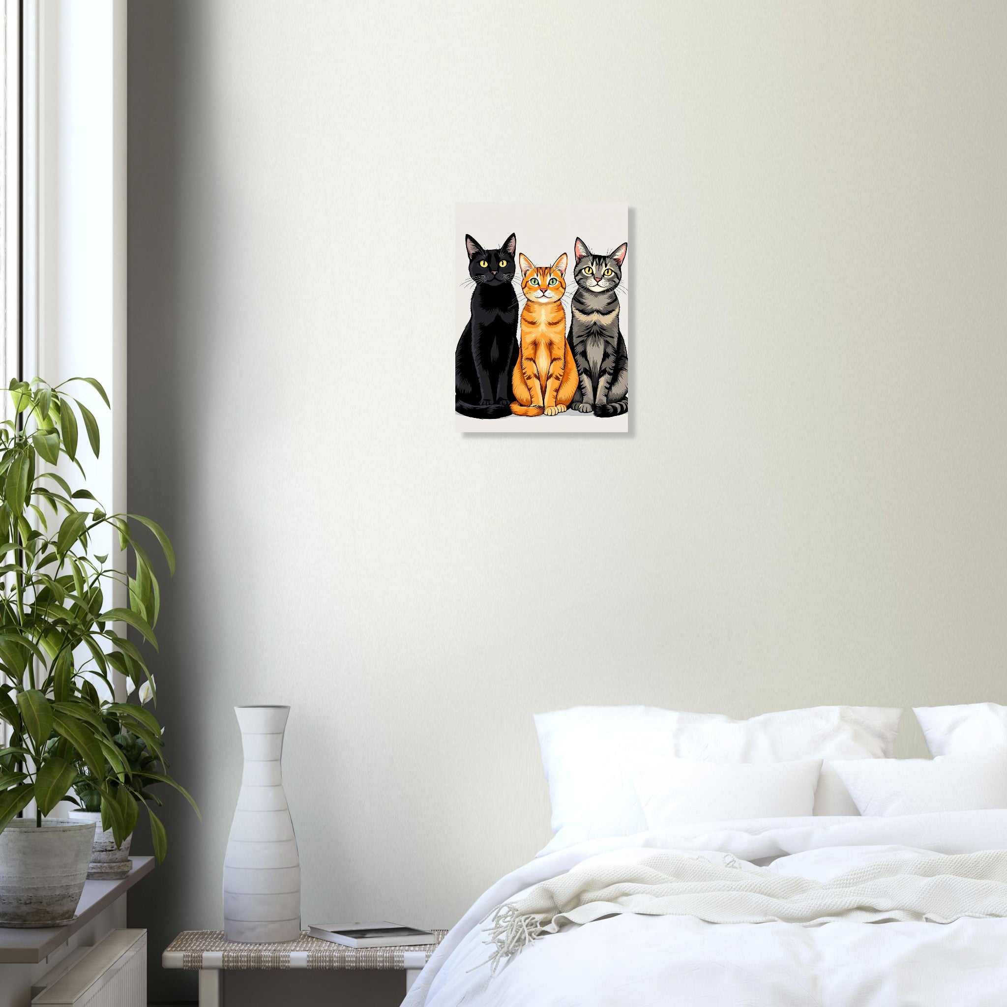 three cats in a row Art Print Art Print — detail view | Wild Thread Co