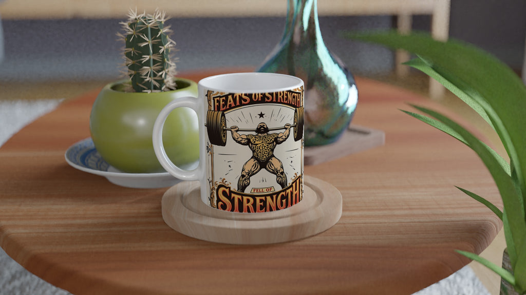 Retro Weightlifting Strongman Mug — detail view | Wild Thread Co
