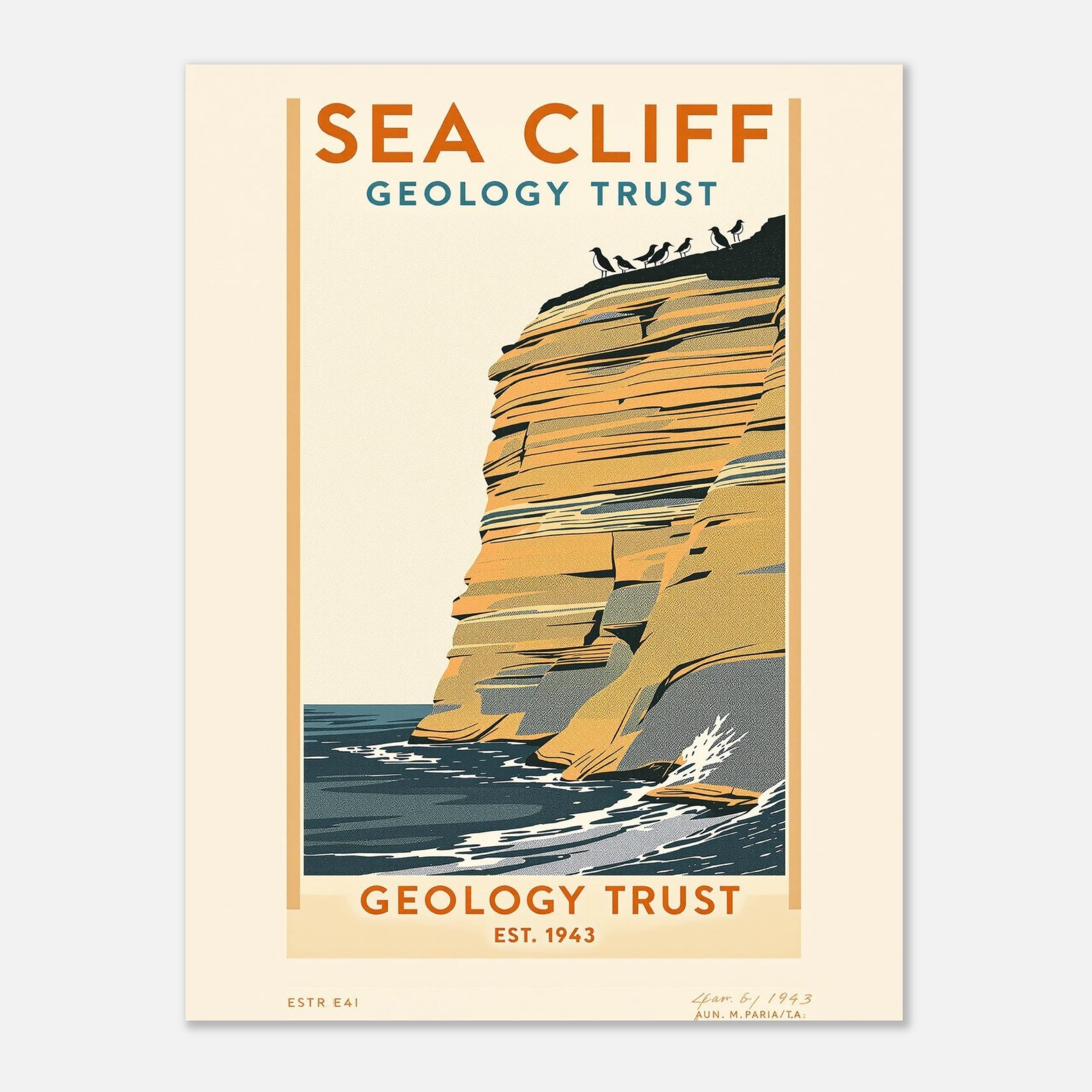 Sea Cliff Vintage Travel Poster Art Print — detail view | Wild Thread Co