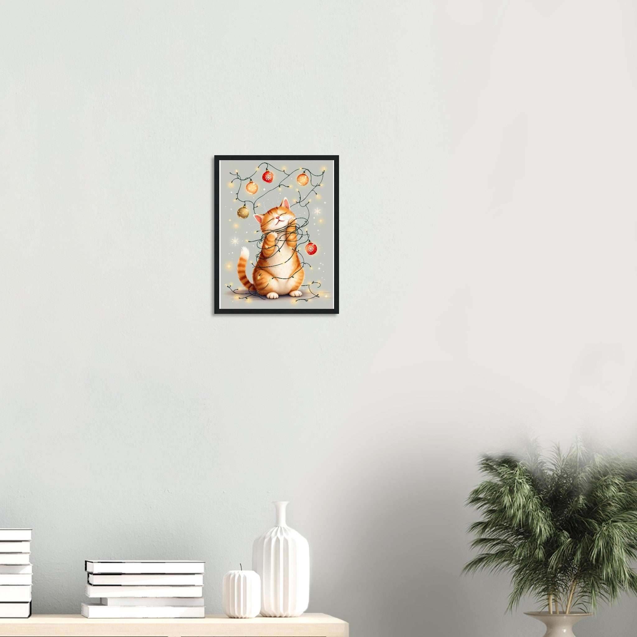 Cat Christmas Framed Print Wall Art Ready to Hang UK — Framed Art Print | Wild Thread Co