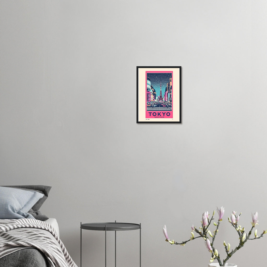 Tokyo Vintage Travel Poster Framed Art Print — detail view | Wild Thread Co