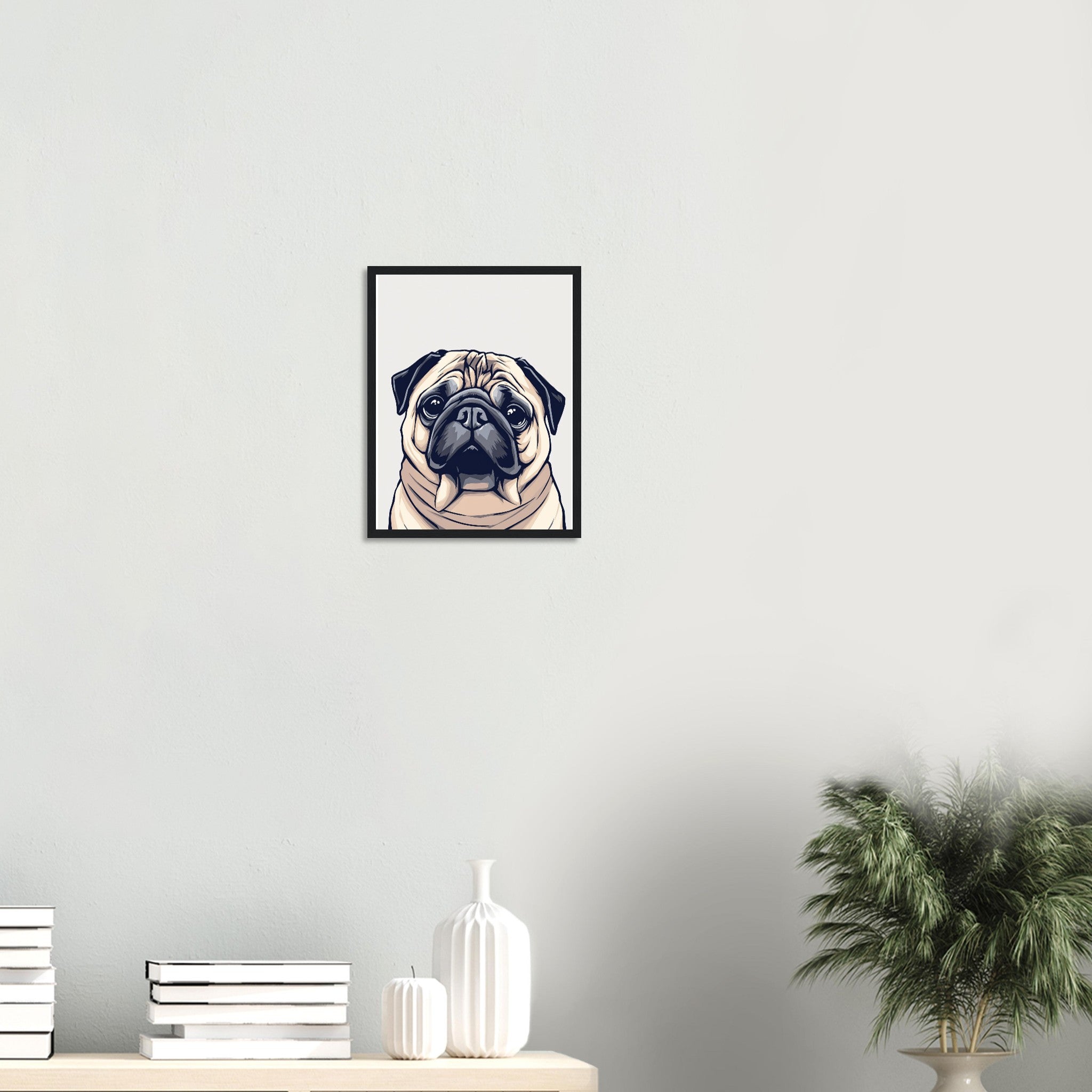 Pug Life Art Framed Print Wall Art Ready to Hang UK Framed Art Print — detail view | Wild Thread Co